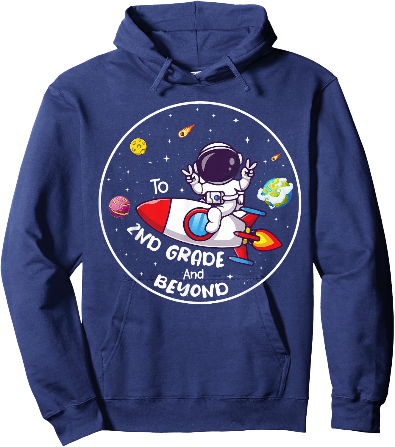 Second Grade and Beyond Astronaut 2nd Grade Students Hoodie - Hoodie | Navy
