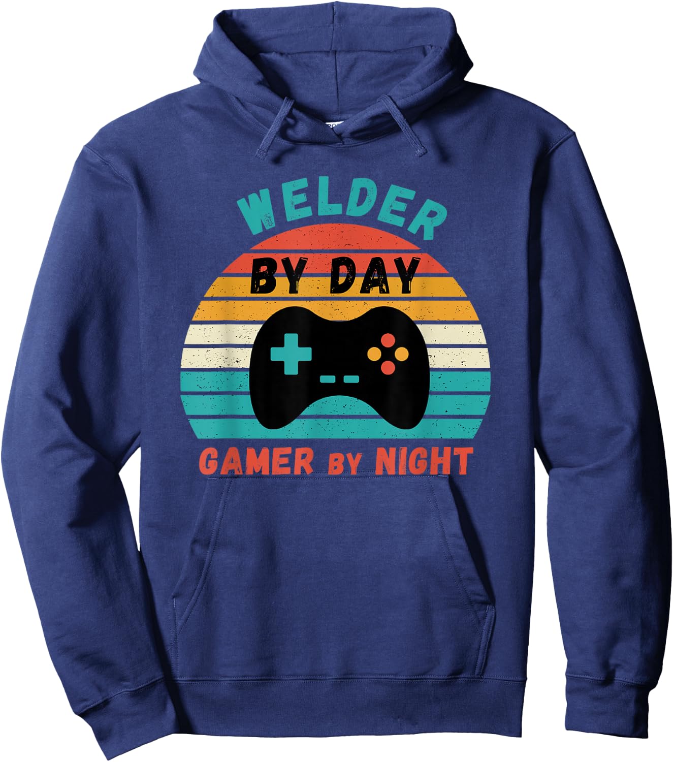 Welder Birthday Gifts -Youth Retro Gamer Black Small Hoodie - Hoodie | Navy