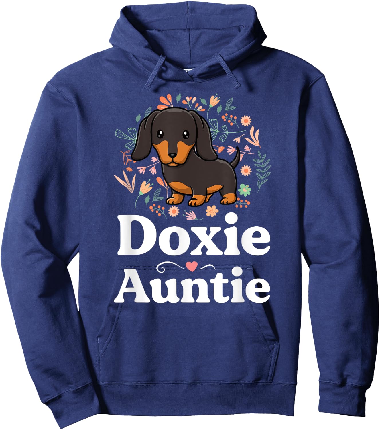 Doxie Auntie Floral Dachshund Shirt Dog Lover Aunt Hoodie - Hoodie | Navy