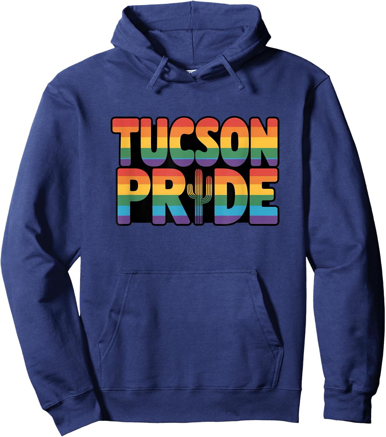 Tucson Pride Rainbow LGBTQ Gay Pride Arizona Saguaro Cactus Hoodie - Hoodie | Navy