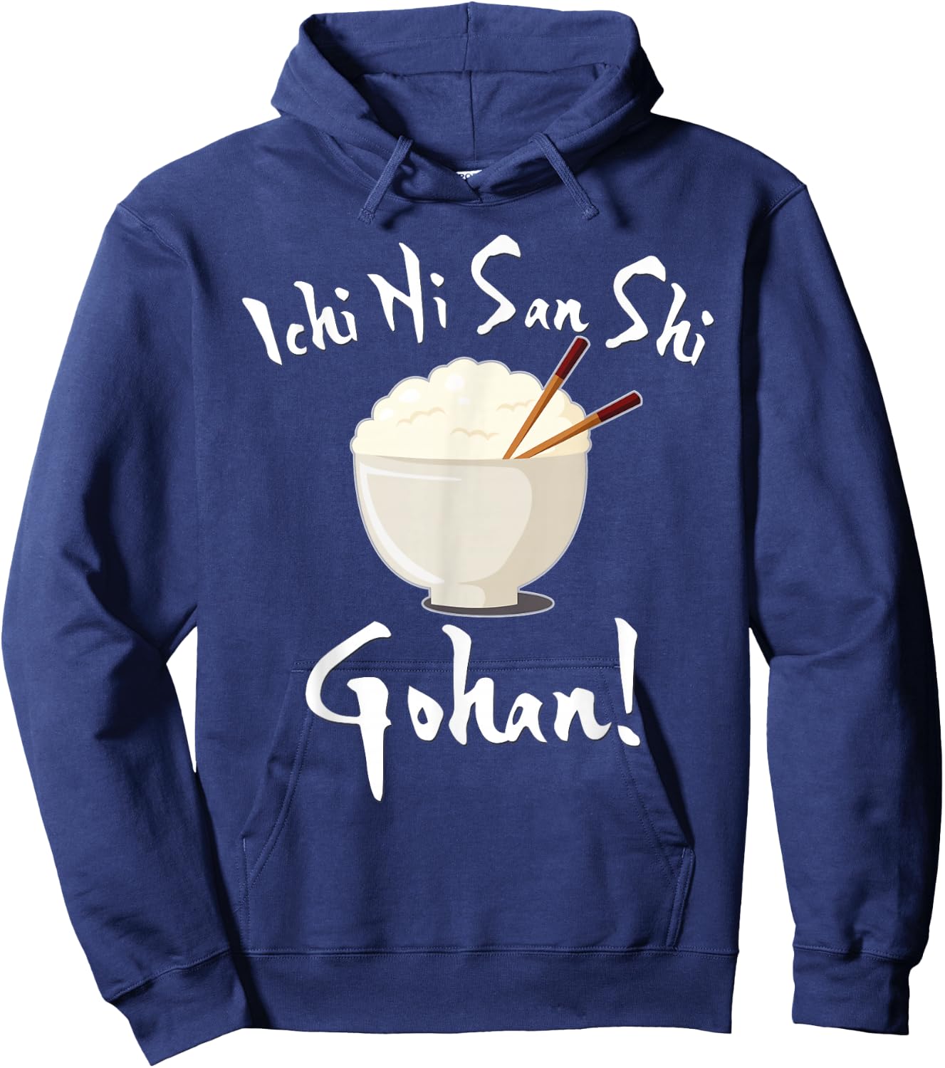 Japanese Anime Ichi Ni San Shi Gohan Kawaii Rice Bowl Hoodie - Hoodie | Navy