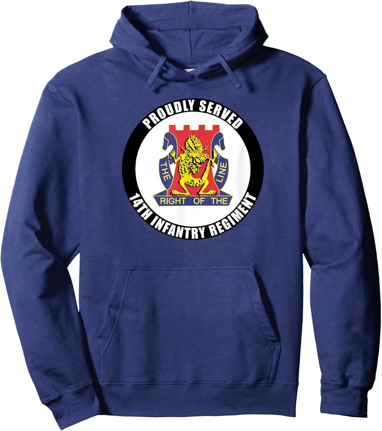 Proudly Served 14th Infantry Regiment Army Veteran Military Hoodie - Hoodie | Navy