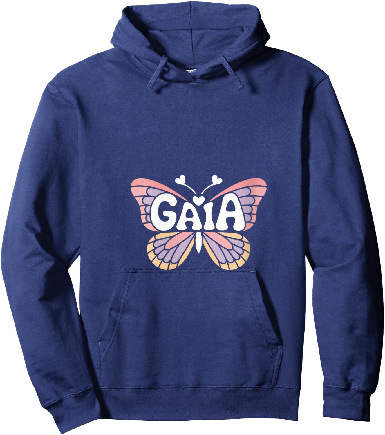 Gaia Butterfly - Personalized Cute Name Word Art V-Neck Hoodie - Hoodie | Navy