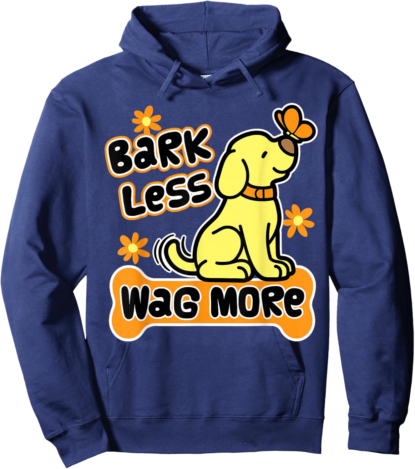 Bark Less Wag More. Cute Puppy Shirts for Girls Dog Lover Hoodie - Hoodie | Navy