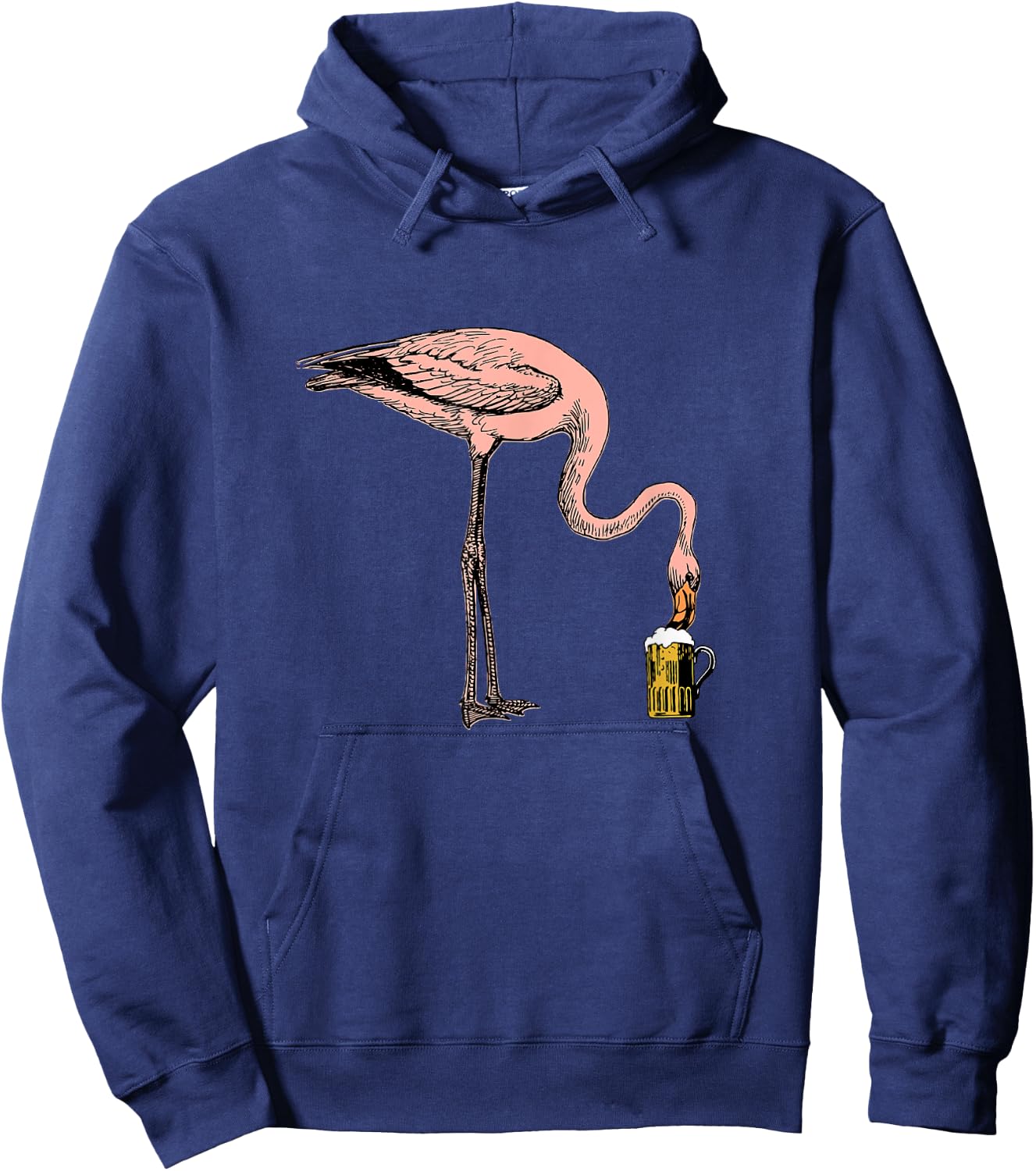 Flamingo Drinking Beers - Party Animal, Beer Lover Partying Hoodie - Hoodie | Navy