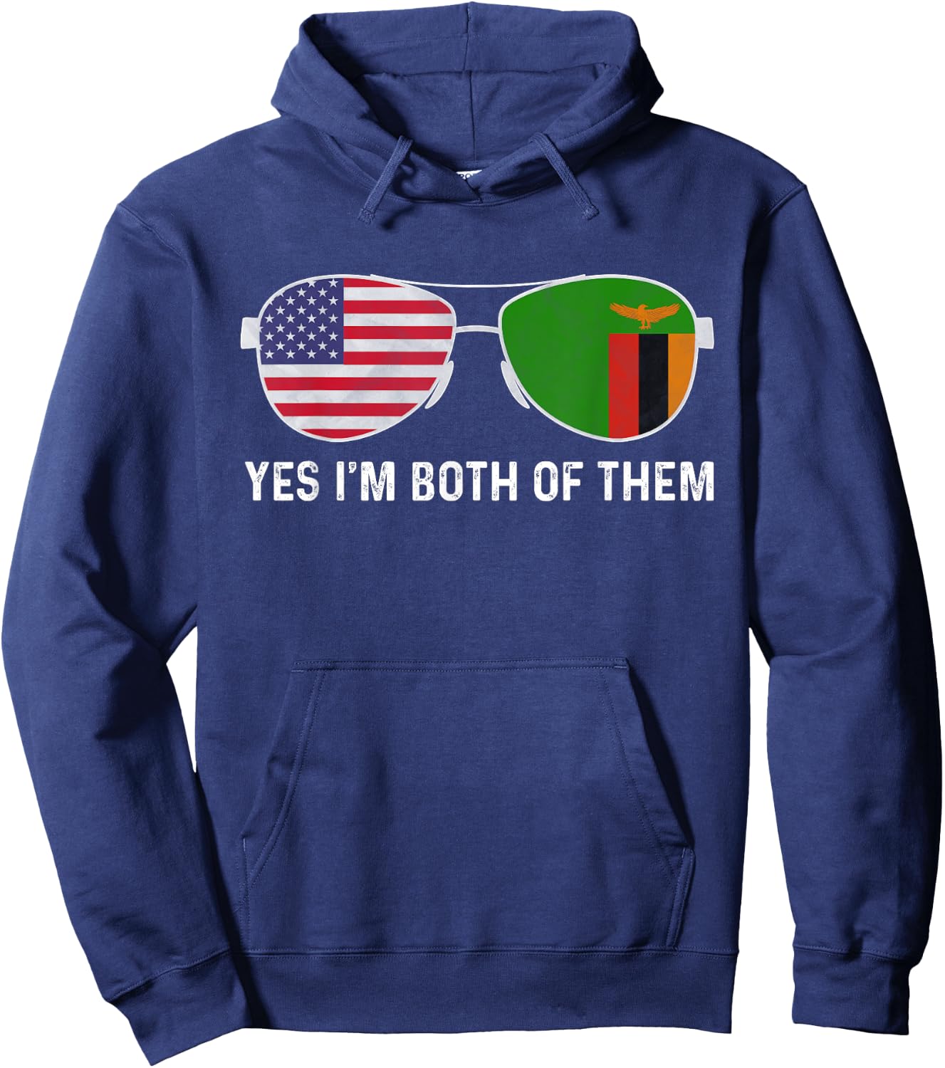Sunglass Design Zambian American Flag Patriotic Heritage Kids Men Hoodie - Hoodie | Navy