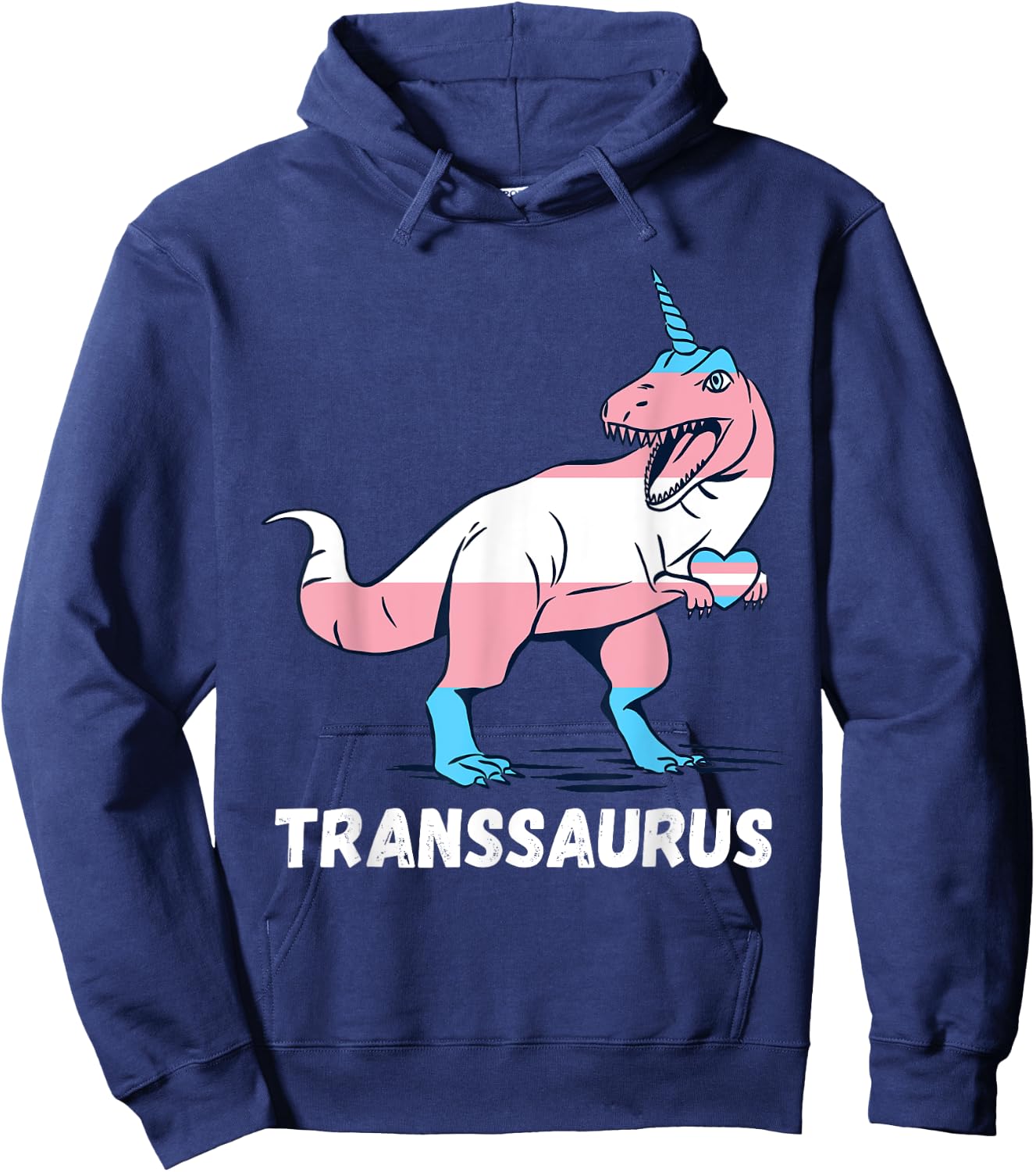 Transgender T-Rex Trans Pride Heart Unicorn Trans Pride Hoodie - Hoodie | Navy
