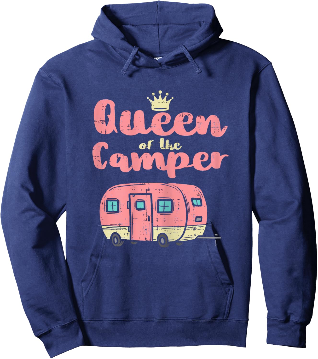 Queen Of The Camper Cute Camping Van Camp Trailer RV Women Hoodie - Hoodie | Navy