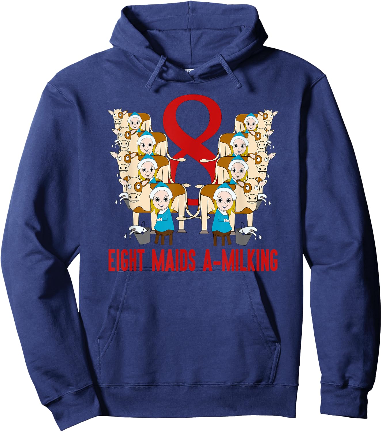 Eight Maids A-Milking Song 12 Days Christmas Hoodie - Hoodie | Navy