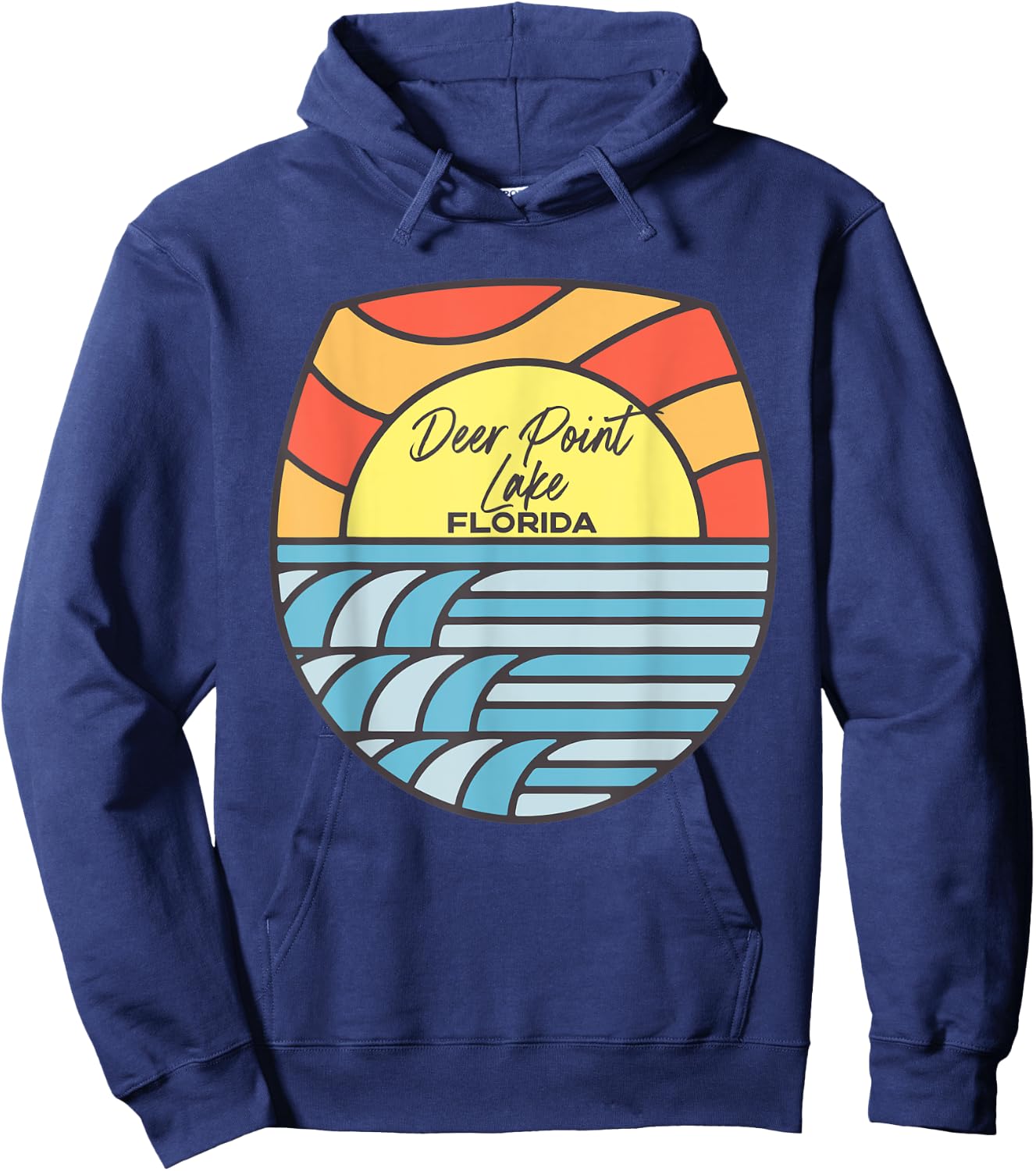 Deer Point Lake Florida FL Sunset Souvenir Finger Lakes Hoodie - Hoodie | Navy