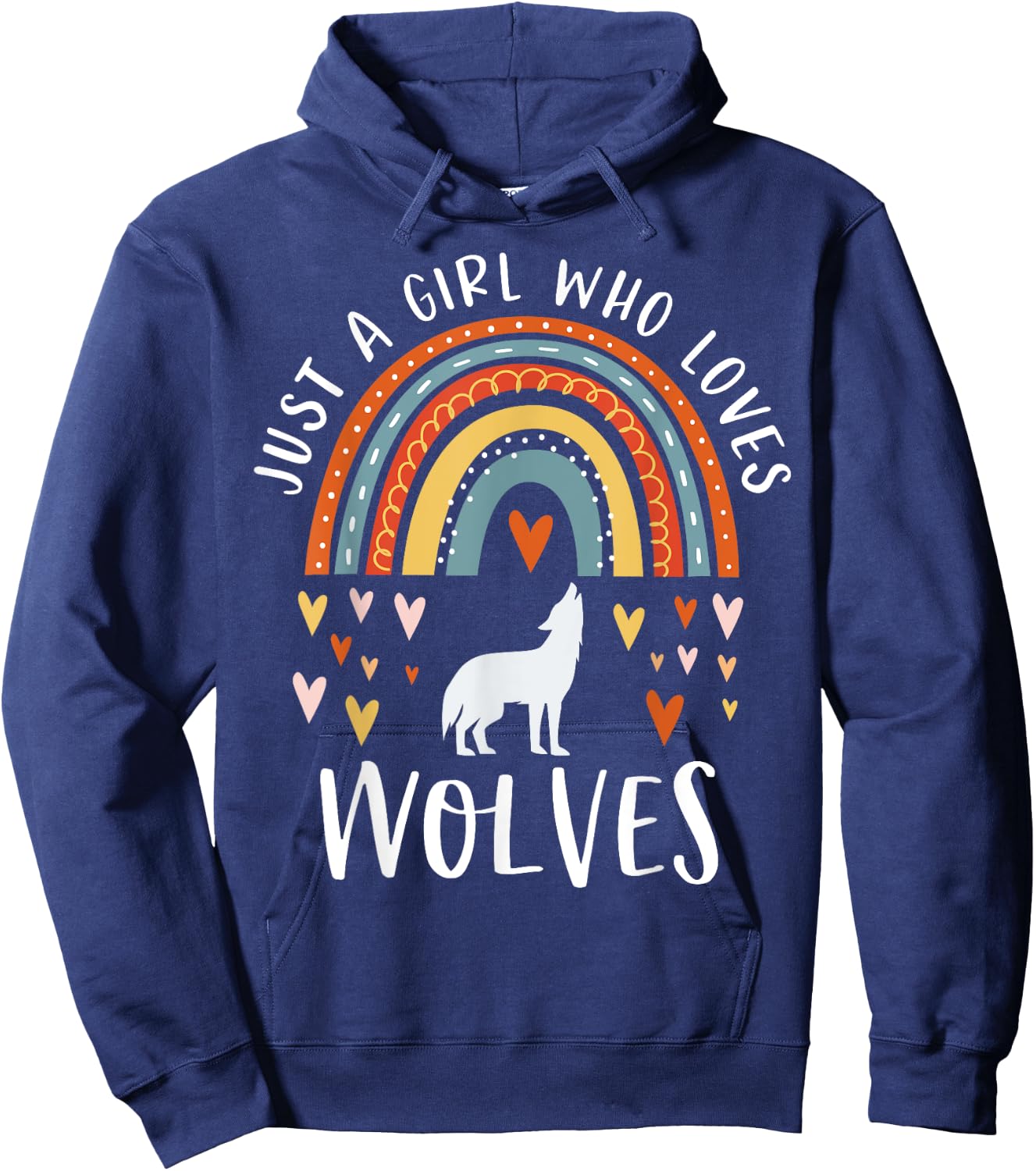 Just A Girl Who Loves Wolves Rainbow Gifts For Wolf Lover Hoodie - Hoodie | Navy