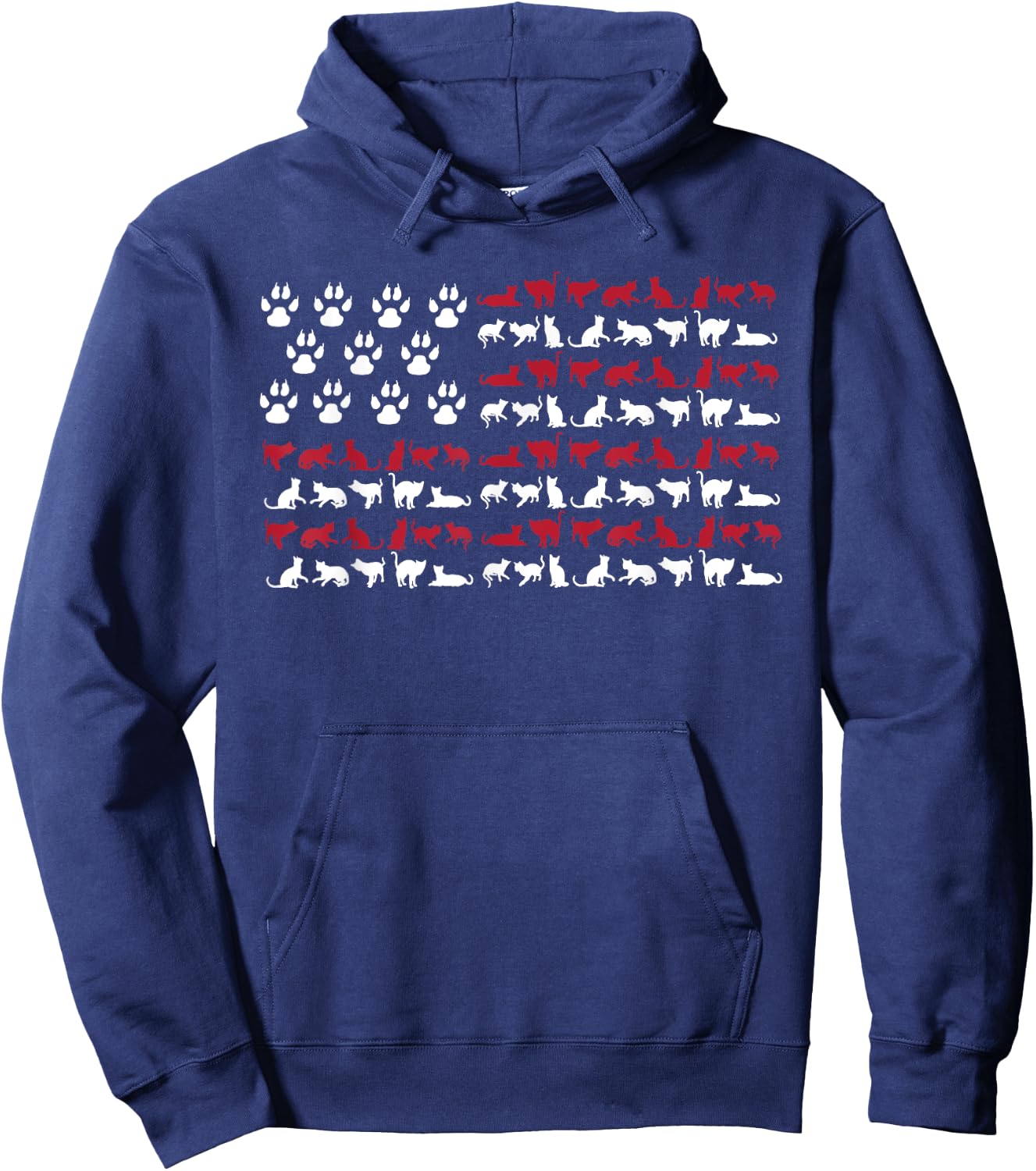 4th of July Shirt Cat Meowica American Flag USA Hoodie - Hoodie | Navy