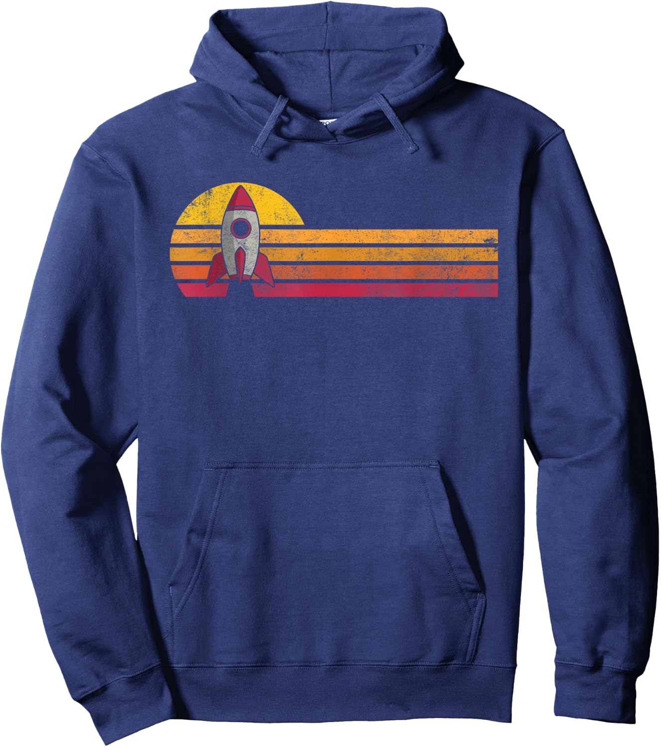 Vintage Style Space Ship Silhouette Retro Space Science Gift Hoodie - Hoodie | Navy