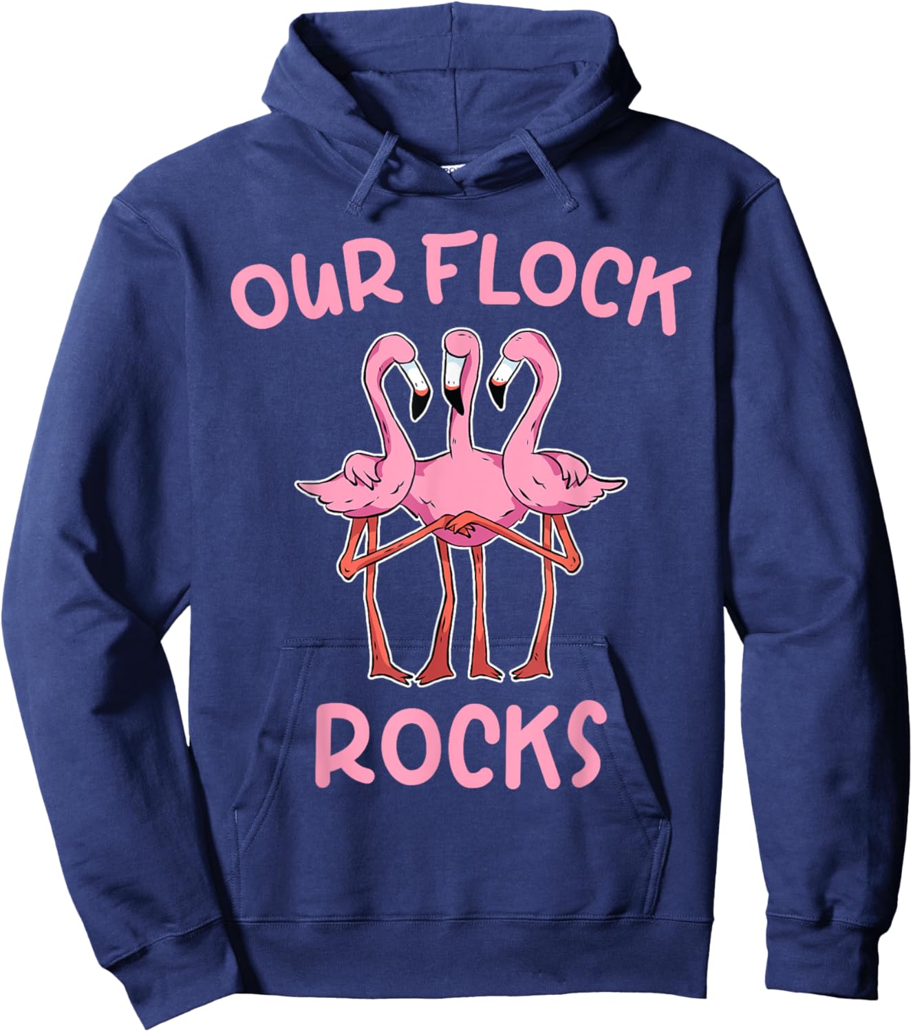 Our Flock Rocks Flamingo Matching Family Vacation Group Hoodie - Hoodie | Navy