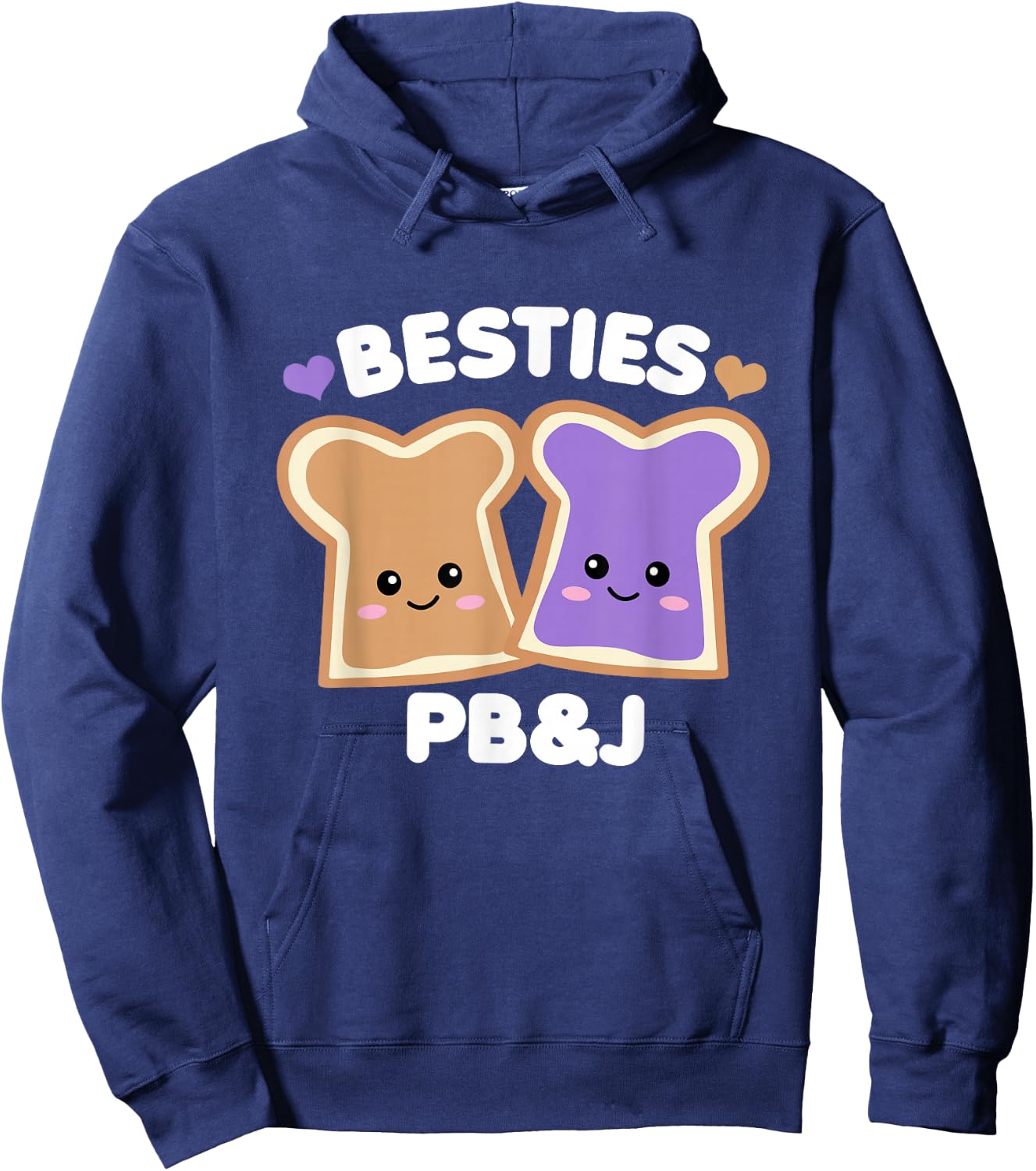 Peanut Butter Girls Besties Cute PB&J BFF White Text Kawaii Hoodie - Hoodie | Navy
