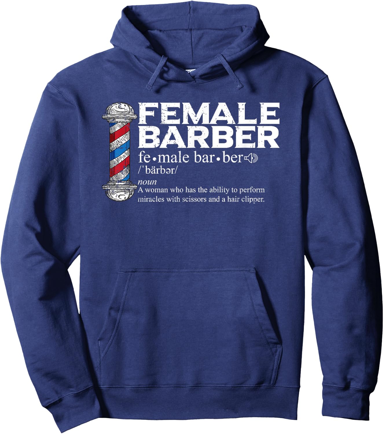Funny Female Barber Gift Hairstylist Hairdresser Barber Hoodie - Hoodie | Navy