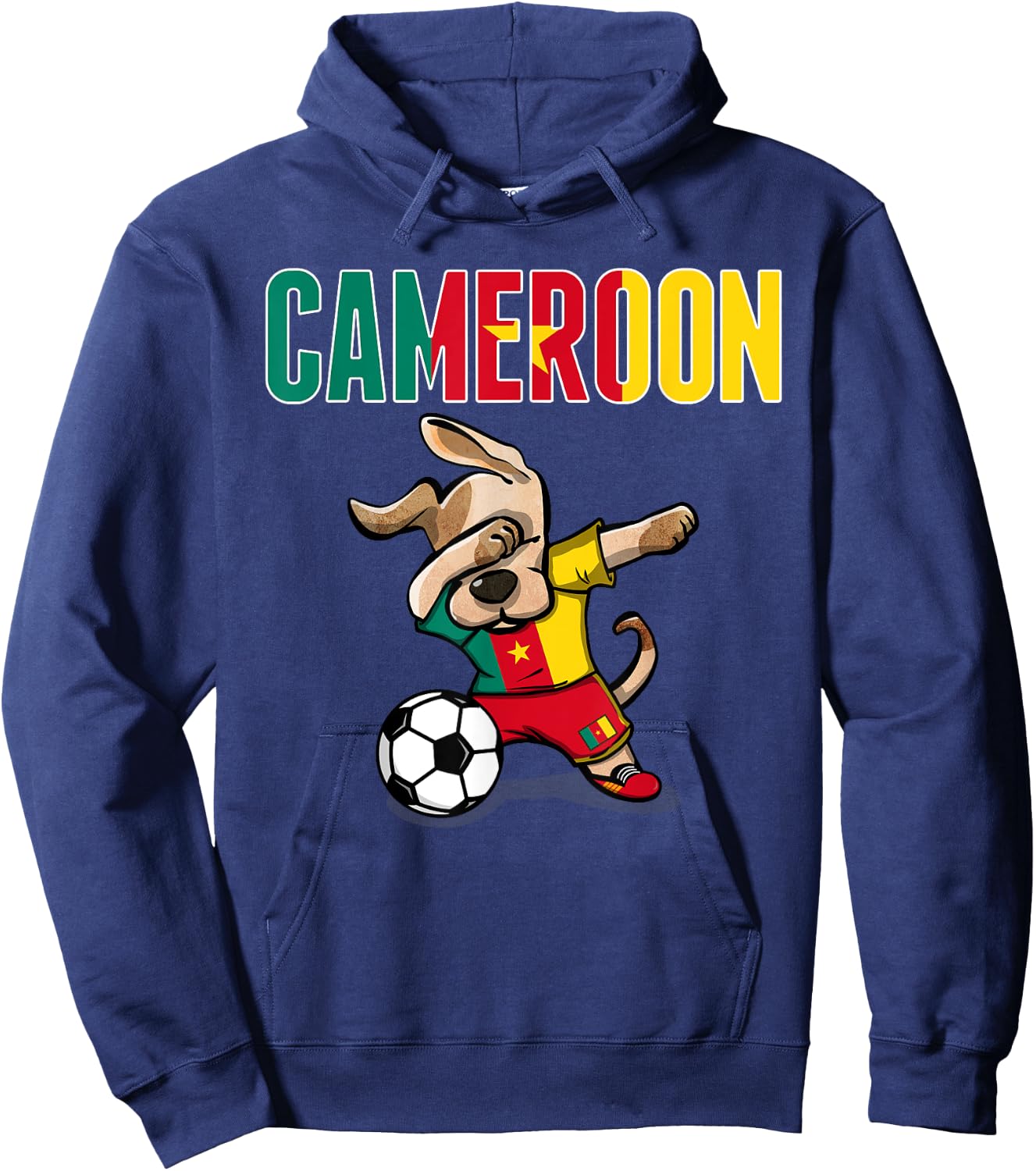 Dabbing Dog Cameroon Soccer Fans Jersey Cameroonian Football Hoodie - Hoodie | Navy