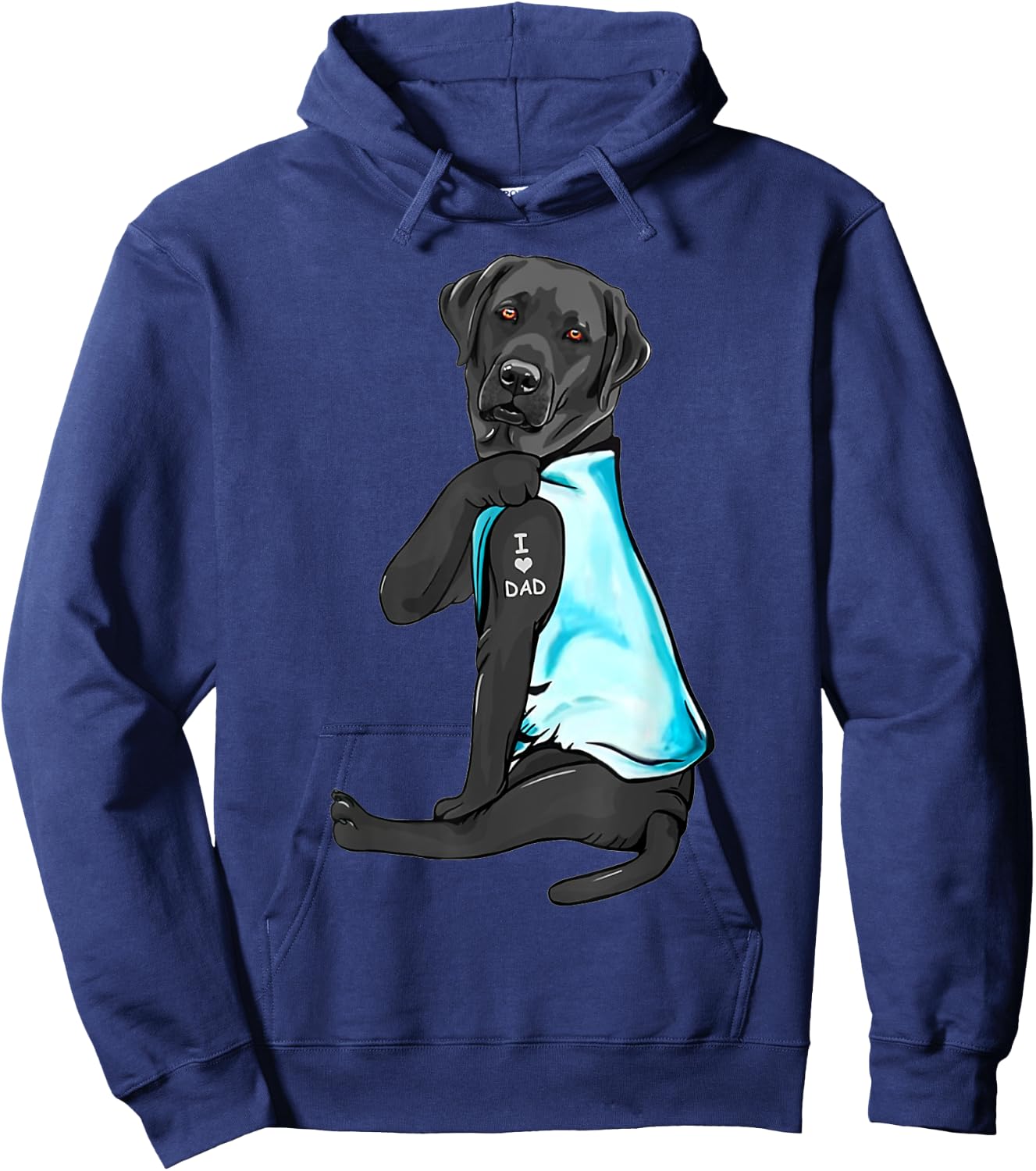 Black Labrador Tattoos I Love Dad Sitting Gift Father's Day Hoodie - Hoodie | Navy