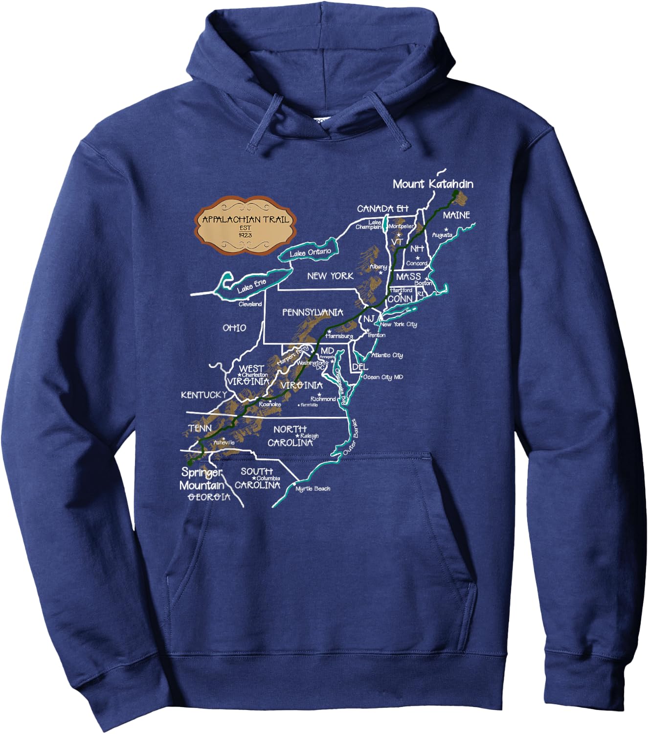 Appalachian Trail Hiking Map Hoodie - Hoodie | Navy