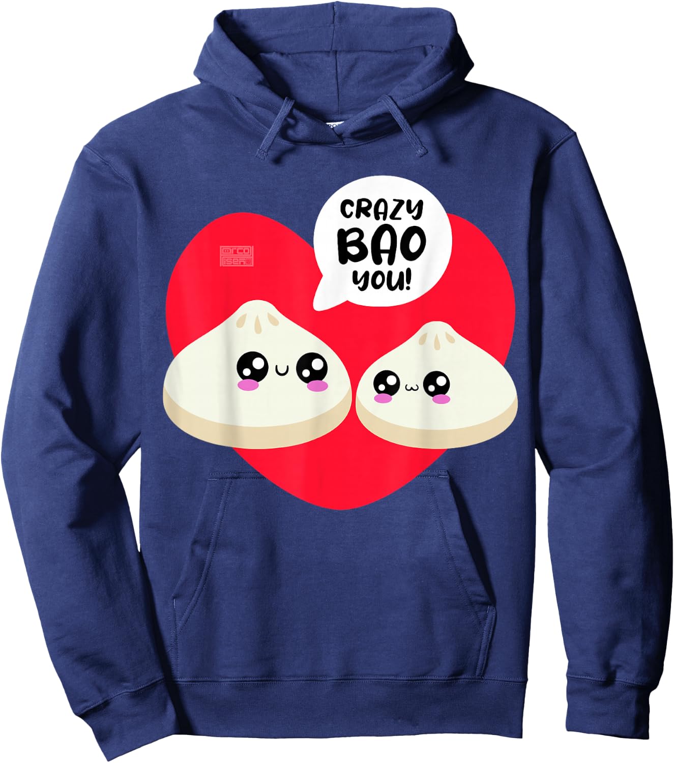 Chinese Crazy Bao You Love Heart Dimsum Valentine's Day Puns Hoodie - Hoodie | Navy