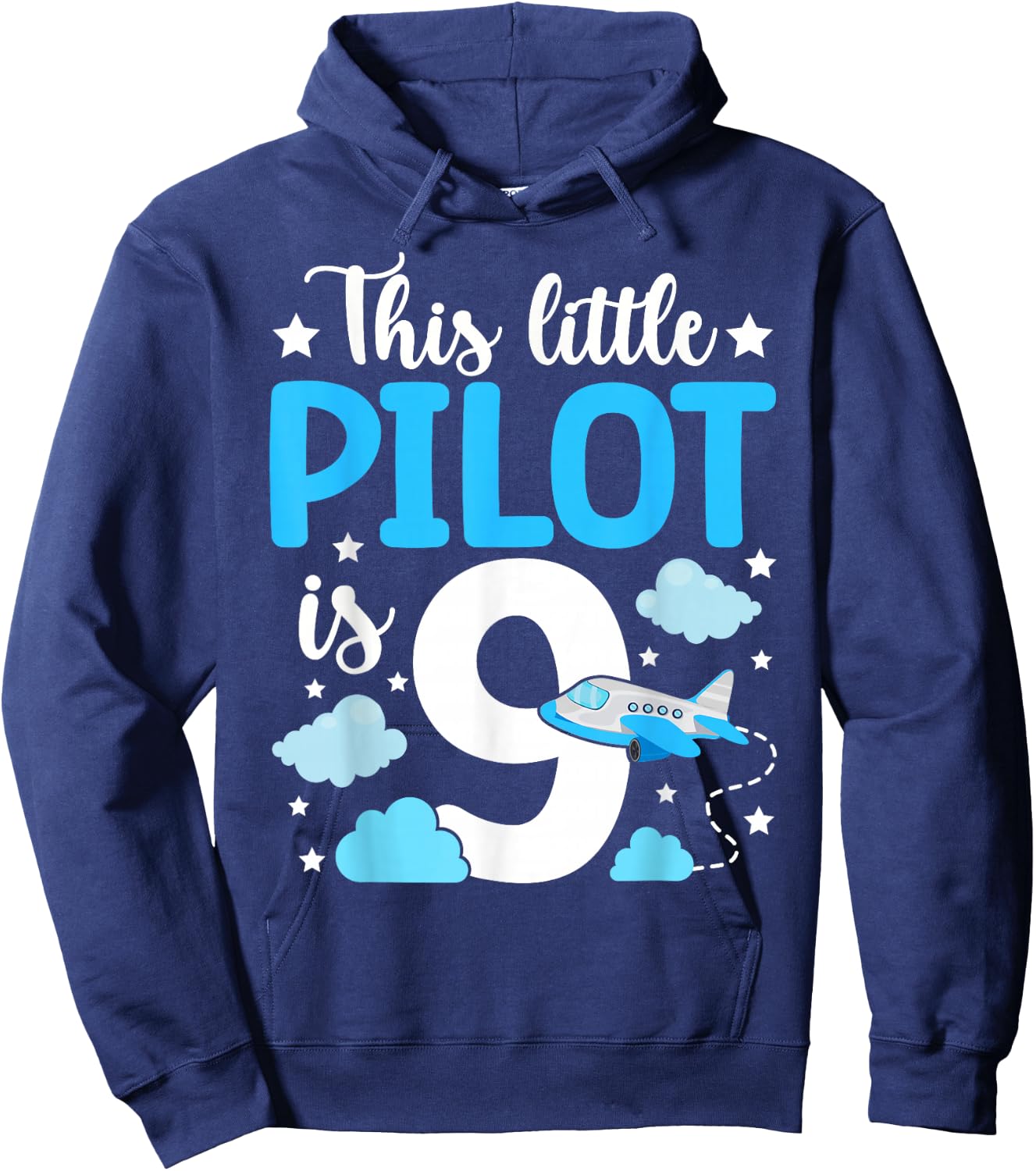 This little Pilot is 9 Airplane 9th Birthday Hoodie - Hoodie | Navy