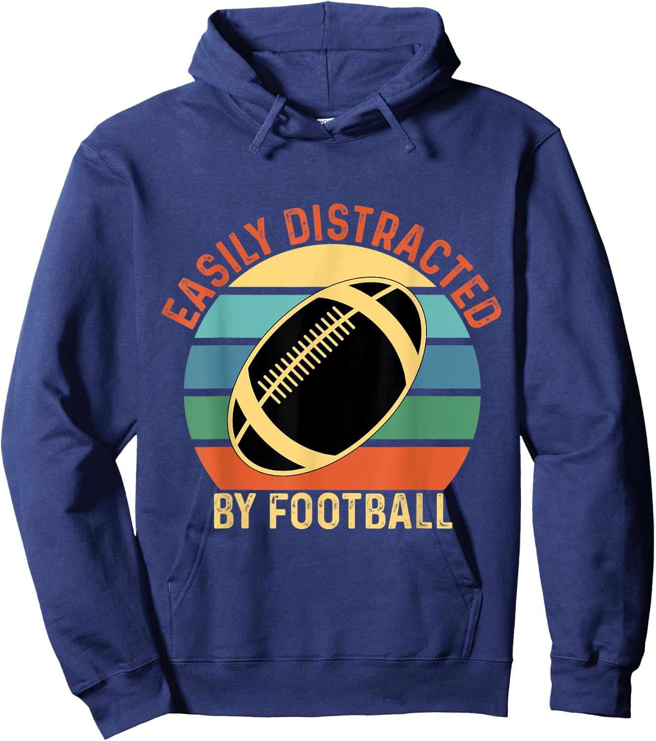 Vintage Easily Distracted By Football Hoodie - Hoodie | Navy