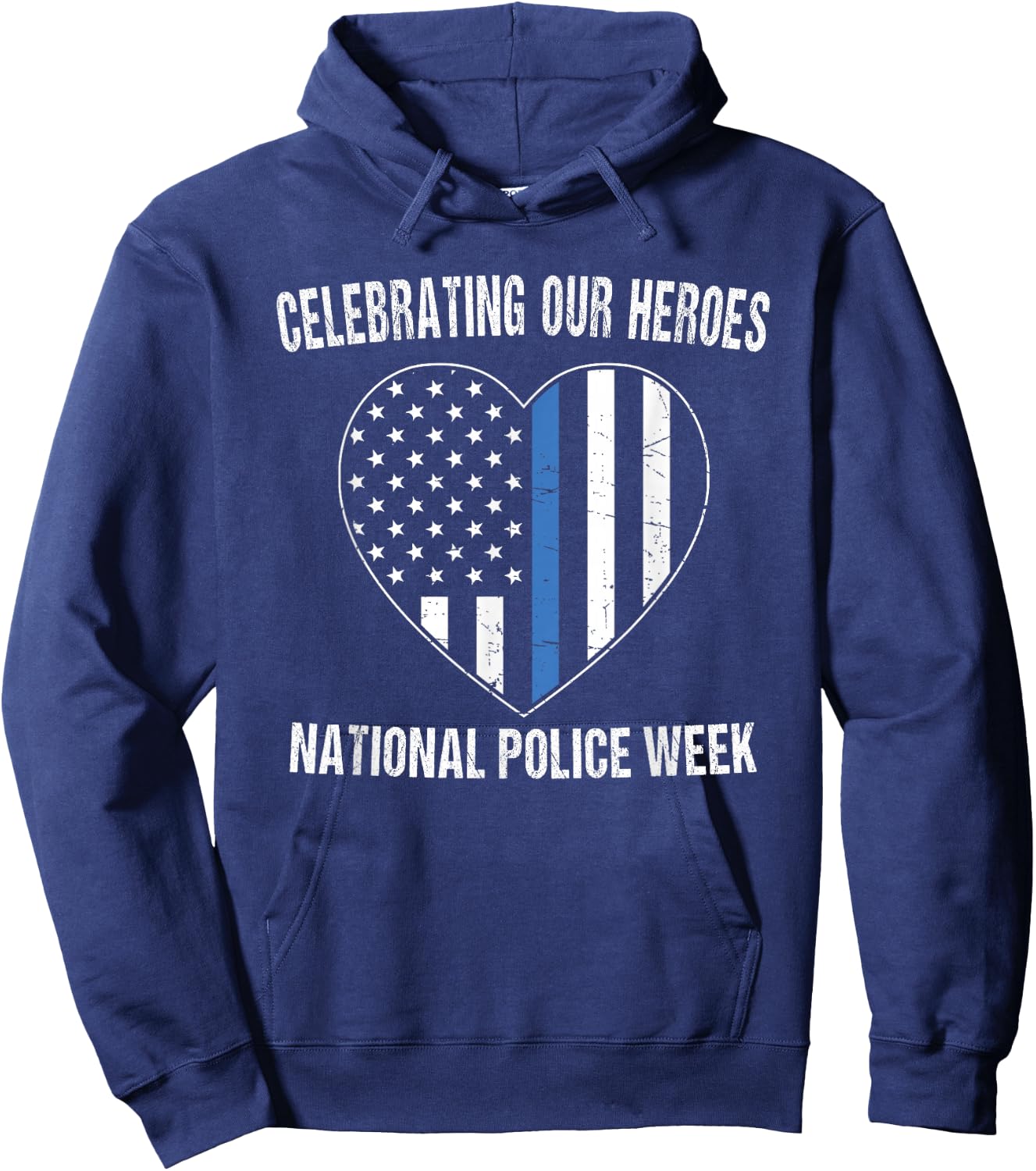 National Police Week Shirt Vintage Blue Line American Flag Hoodie - Hoodie | Navy