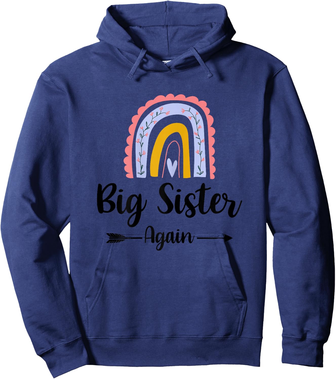Soon To Be Big Sister Again Pregnancy Reveal Rainbow Graphic Hoodie - Hoodie | Navy