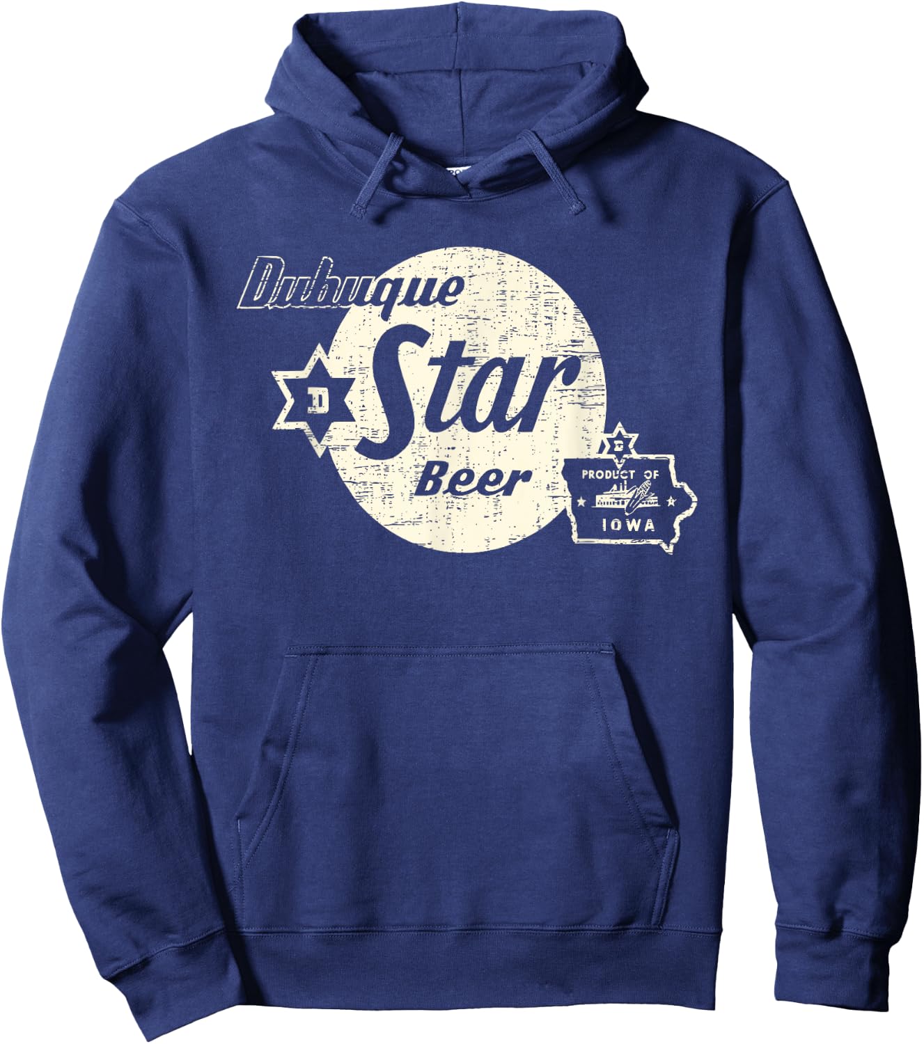 Vintage Advertising Art Dubuque Iowa Restaurant Bar , Men's -Adults Black 3X-Large Short Sleeve Classic Fit Cotton Hoodie - Hoodie | Navy