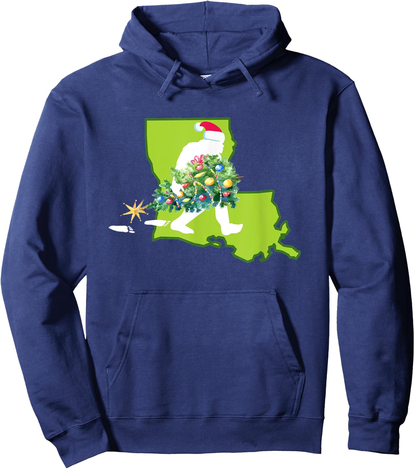 Louisiana Bigfoot State Christmas Tree Hoodie - Hoodie | Navy