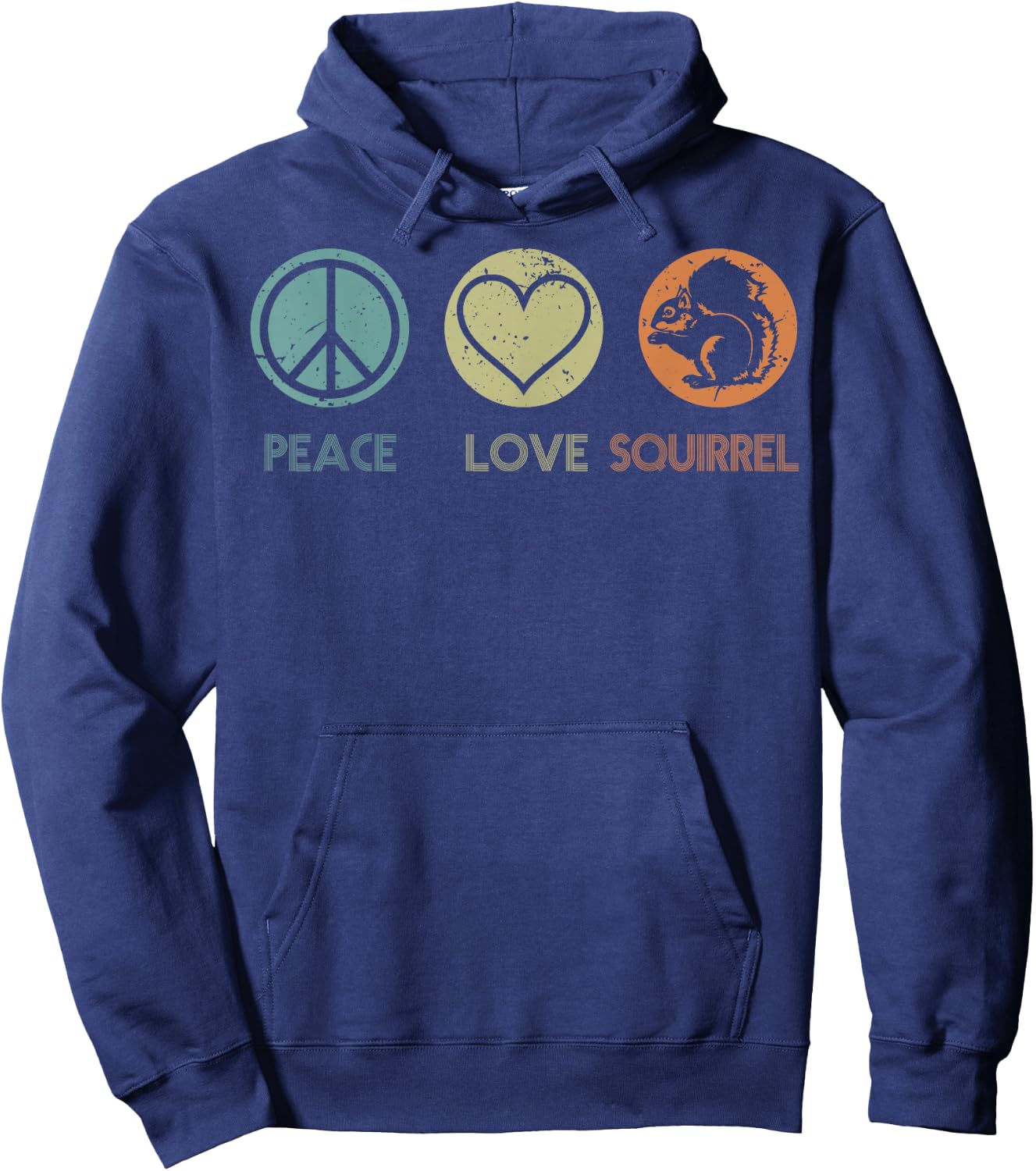 Vintage Peace Love Squirrel Funny Squirrel Lover Gift Hoodie - Hoodie | Navy