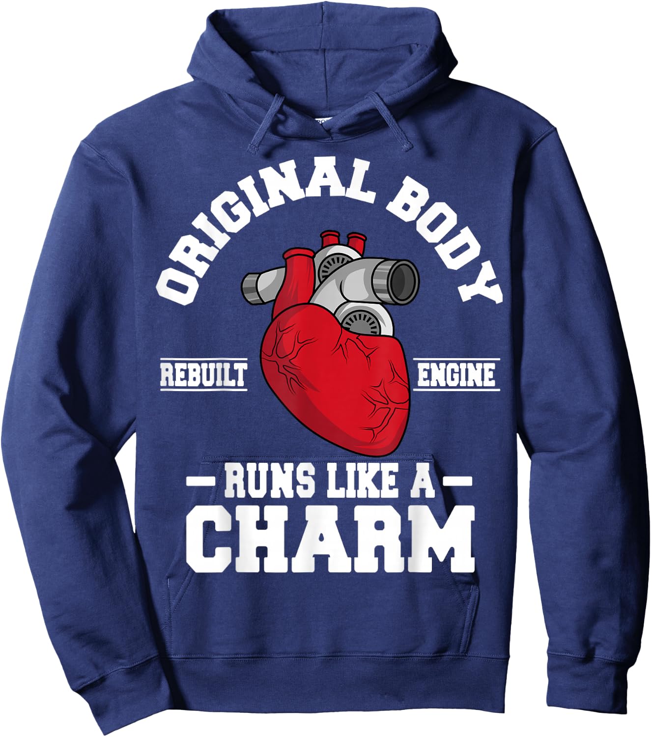 Original Body Rebuilt Engine Works Like A Charm Open Heart Small Hoodie - Hoodie | Navy