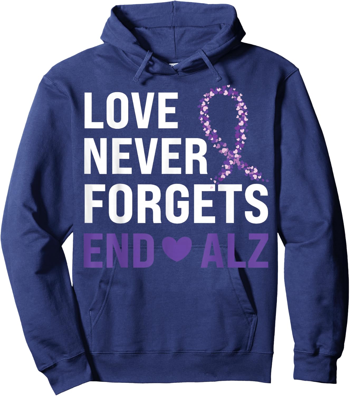 Alzheimer's Awareness Purple Ribbon Dementia Mom Dad Grandpa Hoodie - Hoodie | Navy