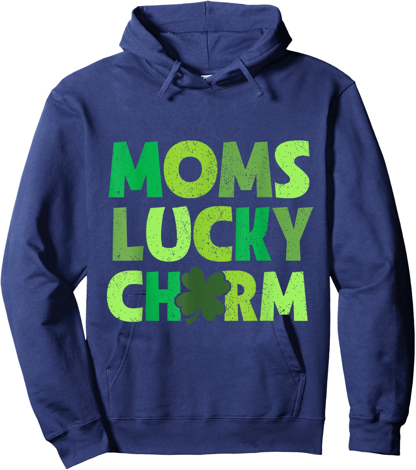 Moms Lucky Charm Irish Clovers Kids Boy Girl St Patricks Hoodie - Hoodie | Navy