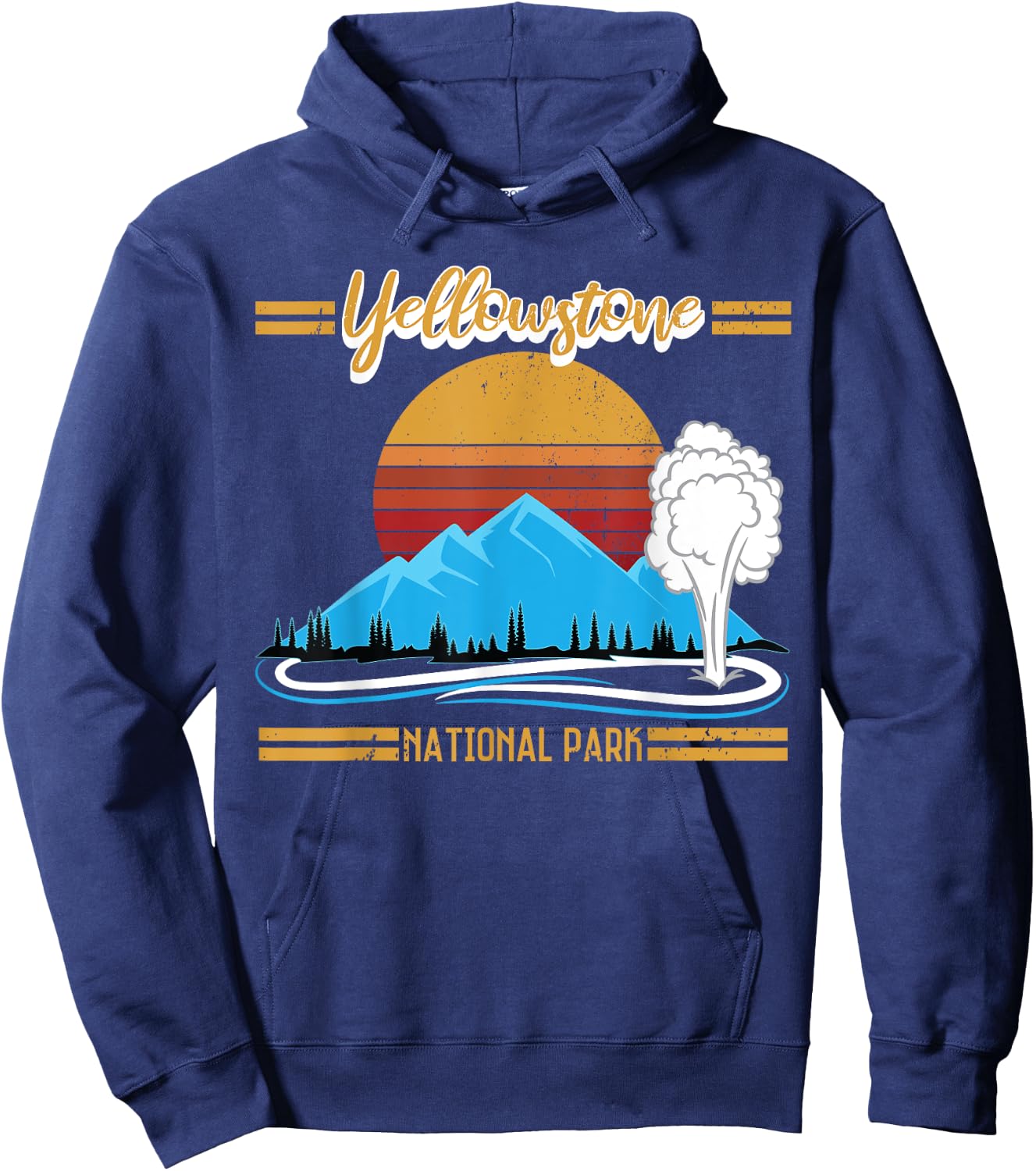 Vintage Yellowstone National Park Retro Hoodie - Hoodie | Navy