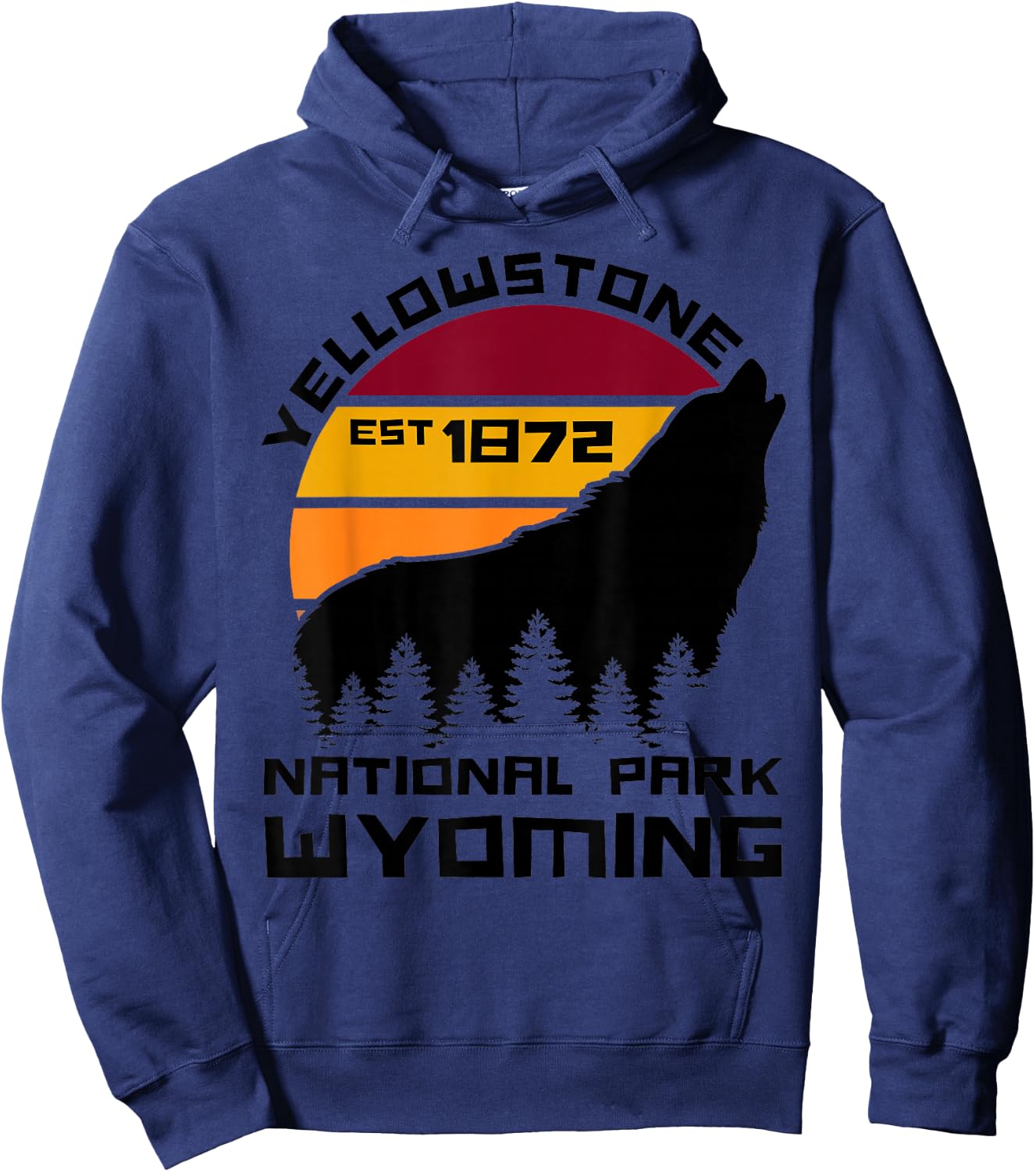 Yellowstone National Park Wyoming Wolf Nature Outdoors Hoodie - Hoodie | Navy