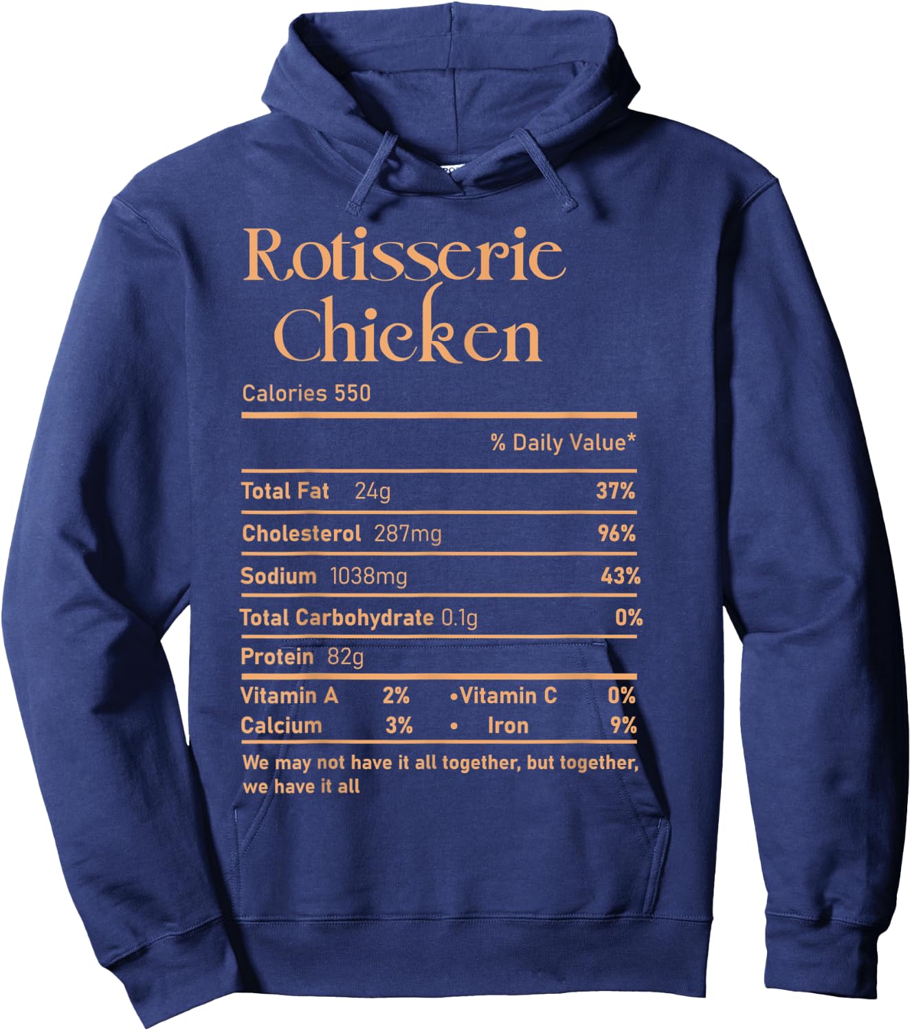 Trendy Rotisserie Chicken Nutrition Facts Thanksgiving Food Hoodie - Hoodie | Navy