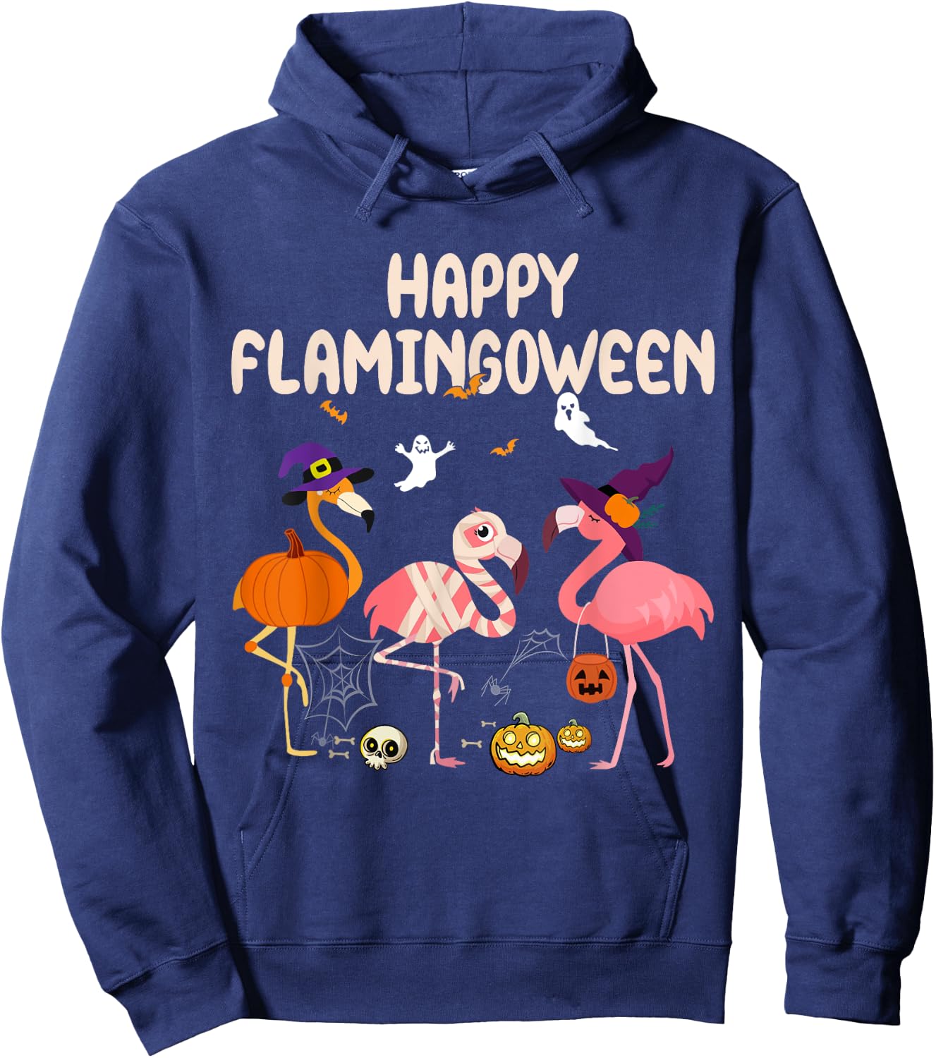 Halloween happy Flamingoween witch pumpkin mummy flamingo Hoodie - Hoodie | Navy