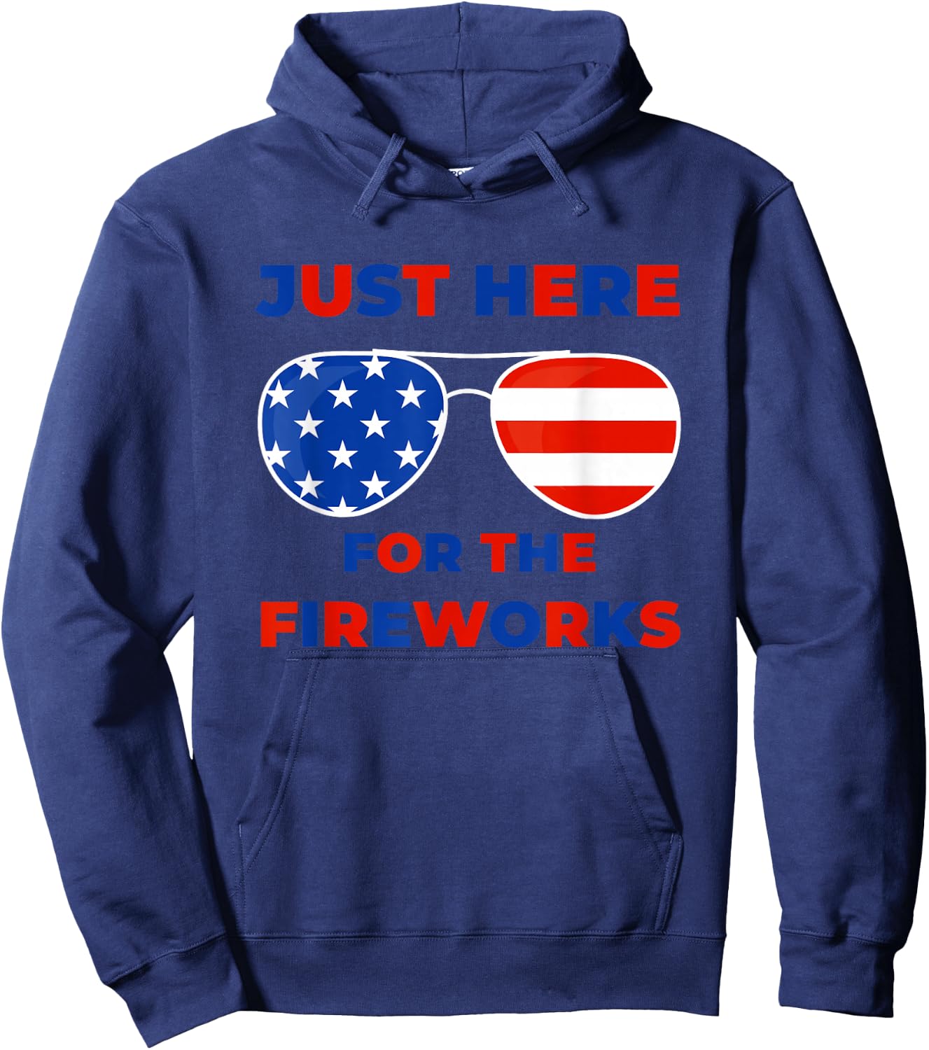 Just Here for The Fireworks Couples USA Flag 4th of July Men Hoodie - Hoodie | Navy