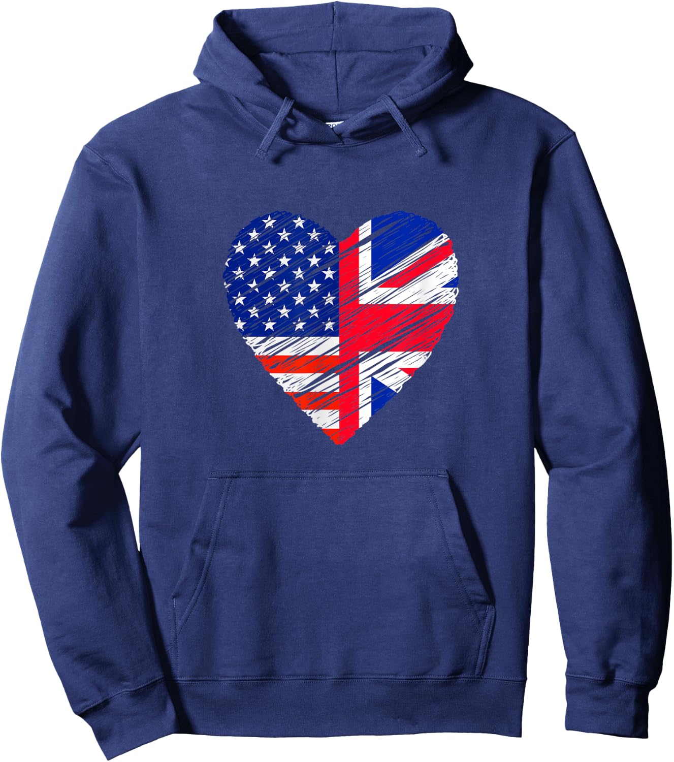 Great Britain USA Heart American Flag UK Flag Love Heart Hoodie - Hoodie | Navy