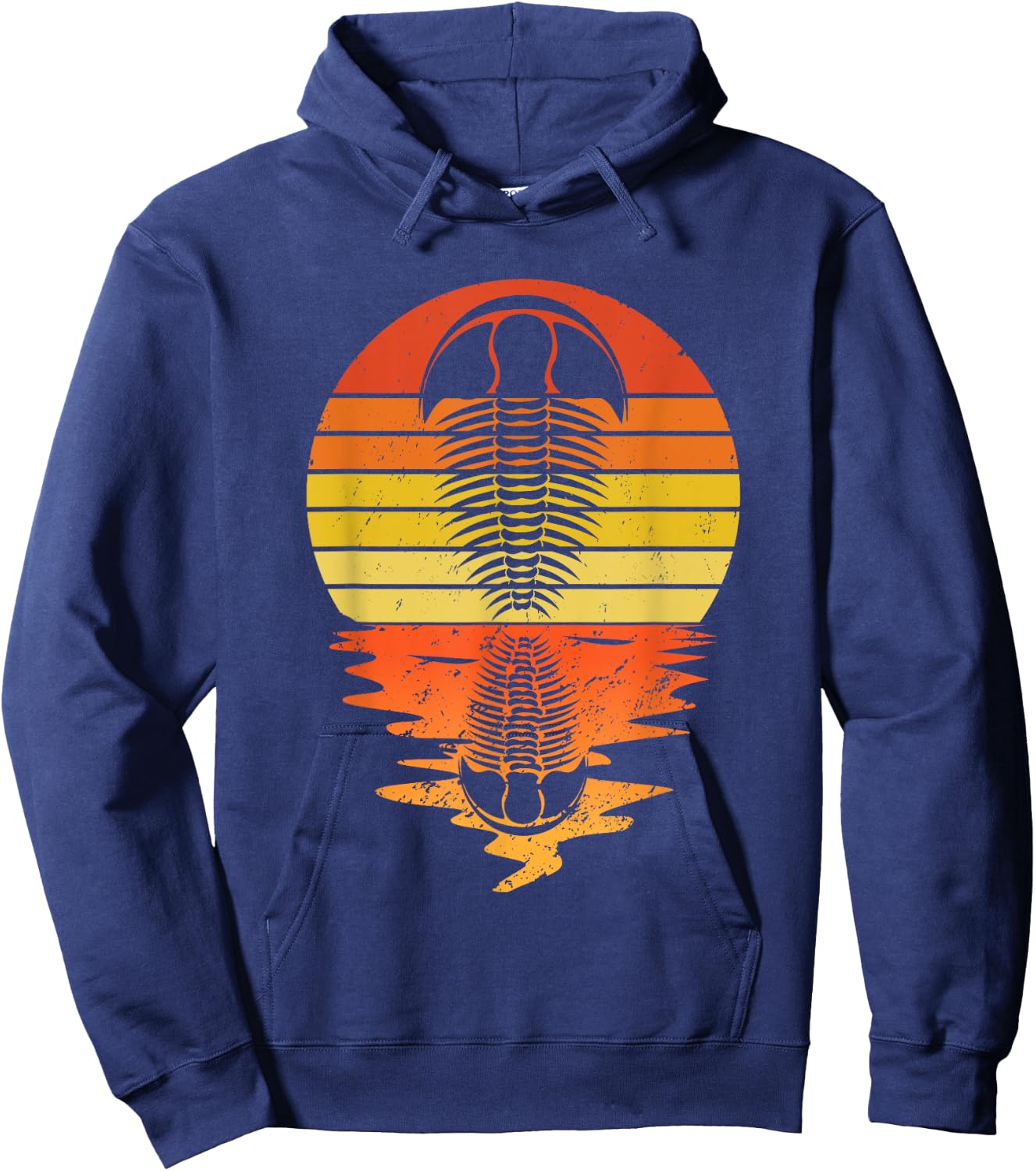 Vintage Retro Sunset Trilobite Funny Paleontologist Hoodie - Hoodie | Navy