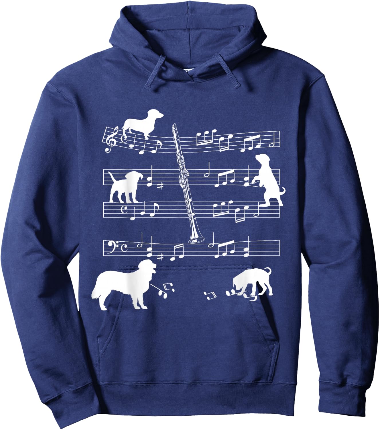 Clarinet Player Dog for Clarinetist Dogs Clarinet Hoodie - Hoodie | Navy