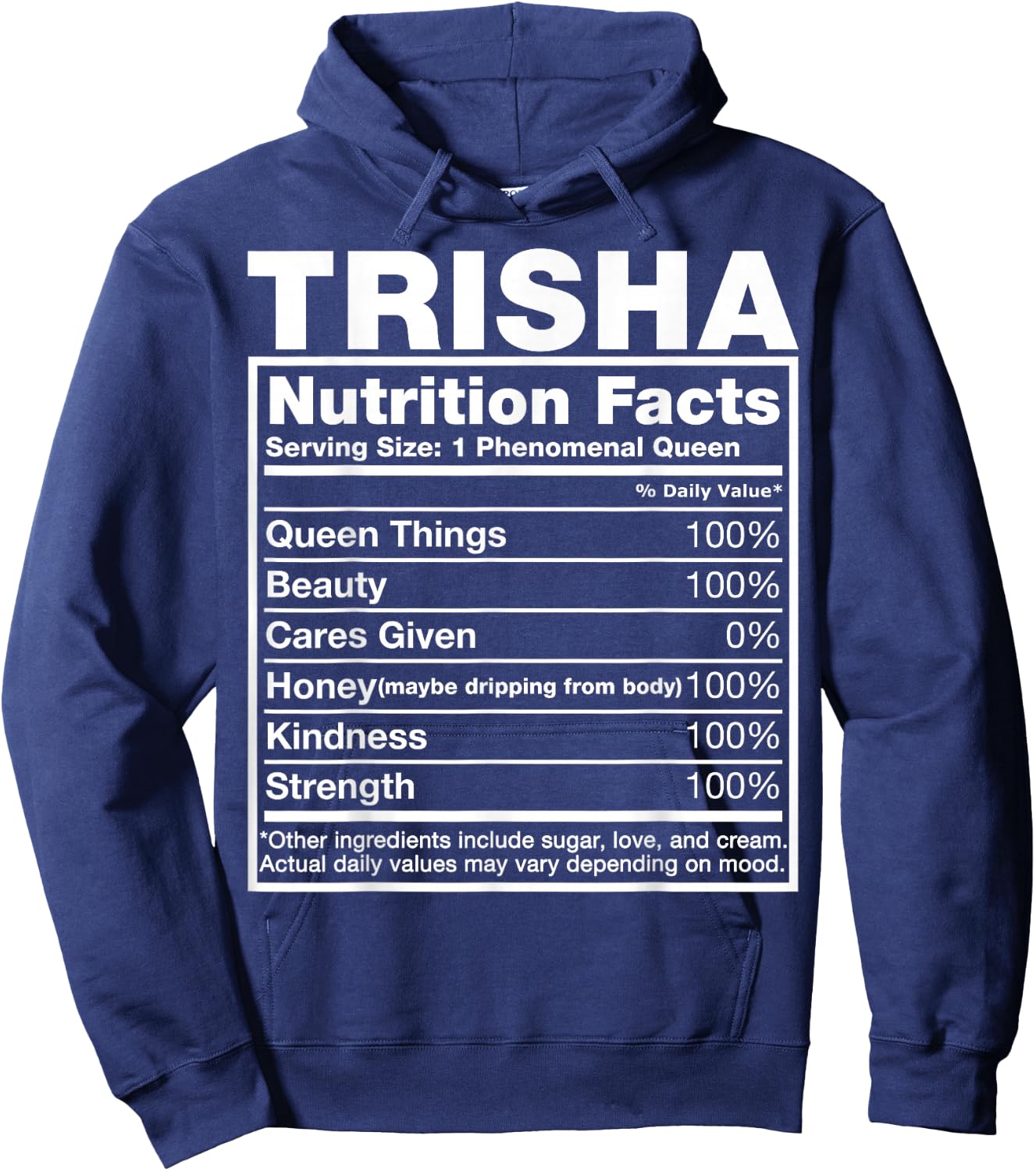 Trisha Nutrition Facts Trisha Name Birthday Shirt Hoodie - Hoodie | Navy
