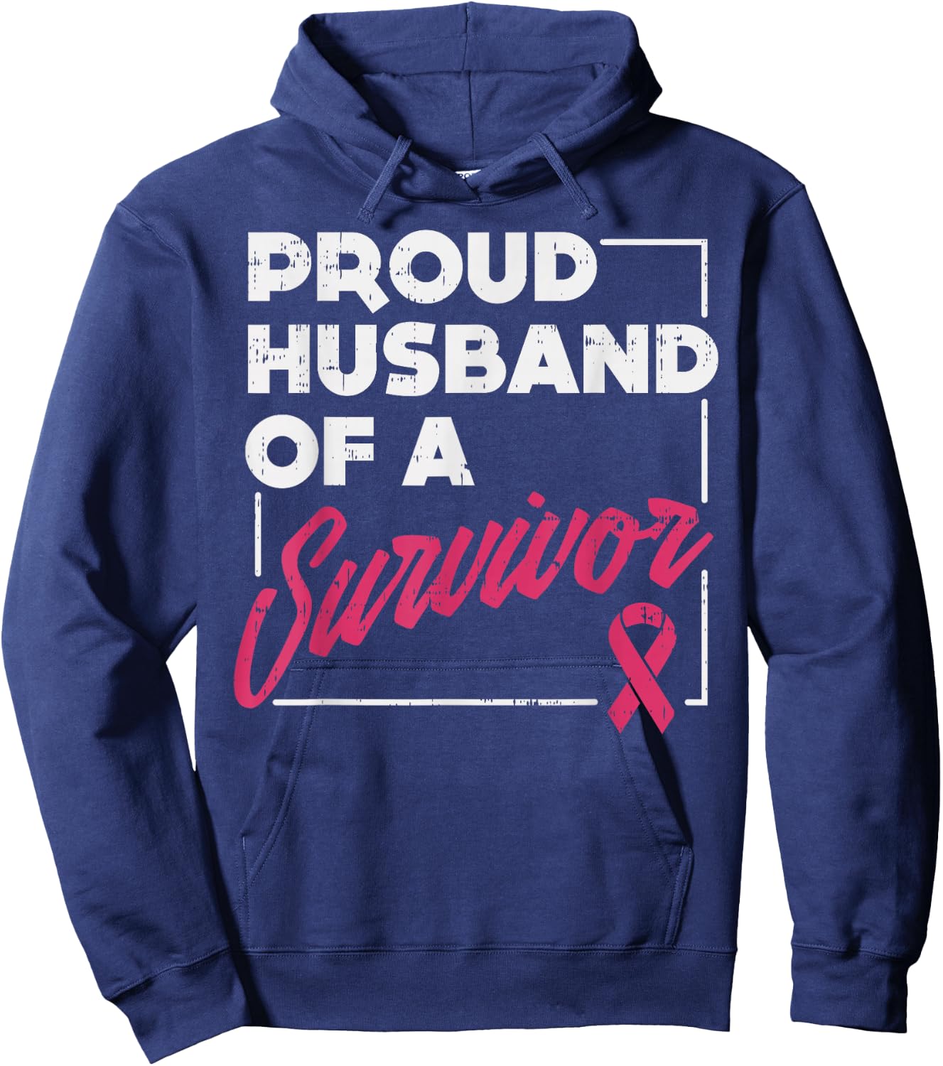 Proud Husband Of Survivor Breast Cancer Awareness Men Gift Hoodie - Hoodie | Navy