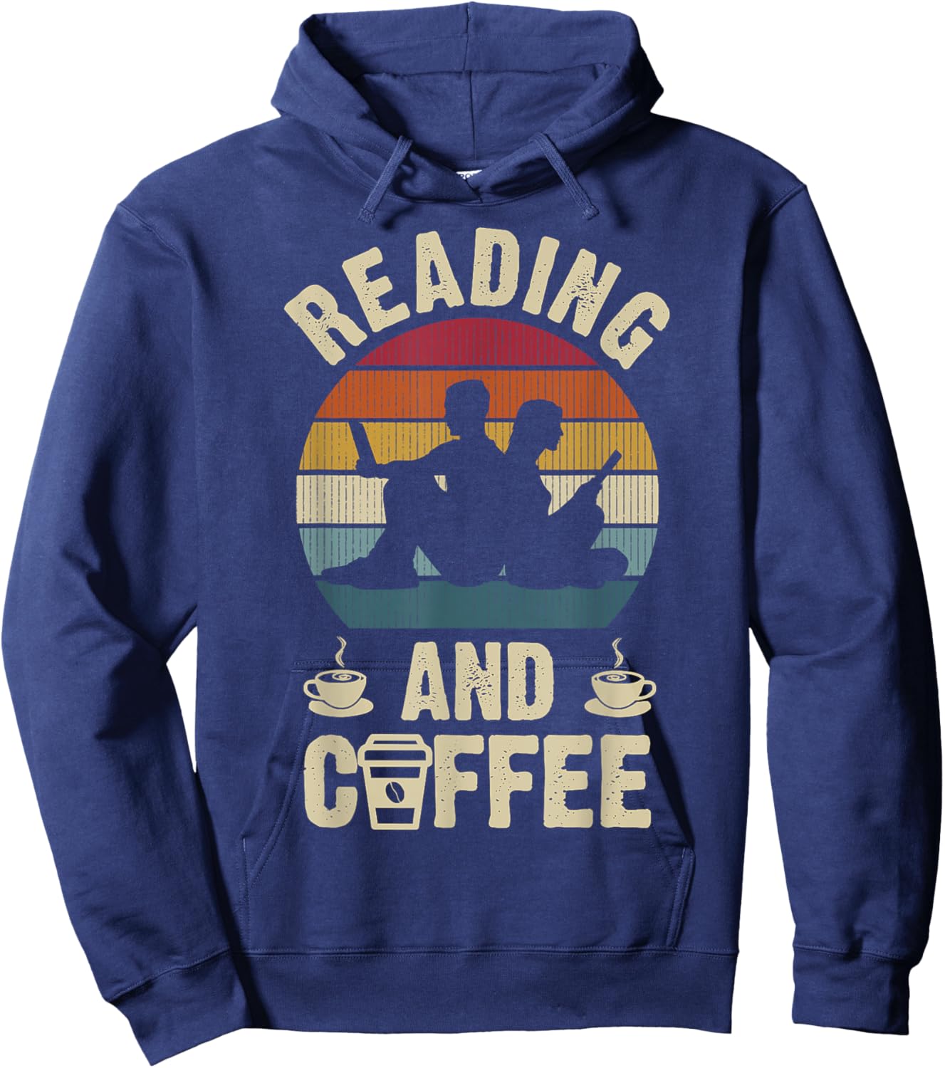 Funny Reading and Coffee Lovers Vintage Theme Hobby Cute Hoodie - Hoodie | Navy