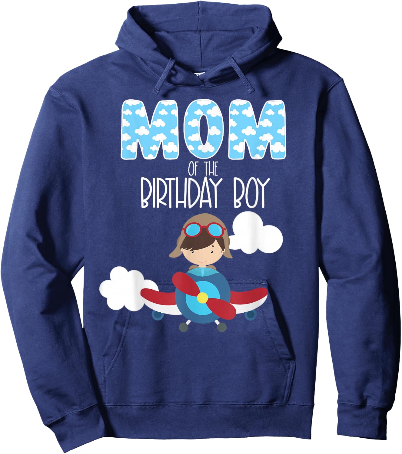 Mom Of The Birthday Boy Airplane Plane Pilot Flying Family Hoodie - Hoodie | Navy