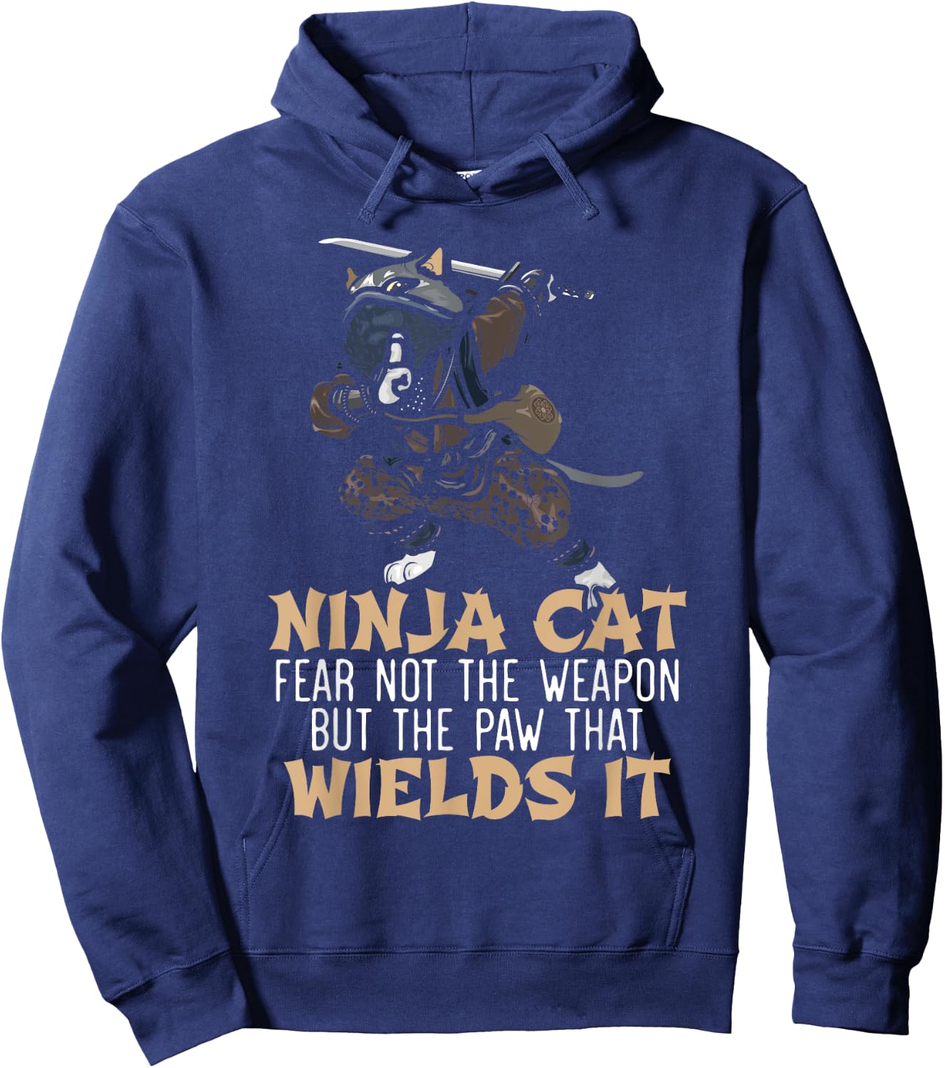 Ninja Cat Mercenary Shuriken Kunai Shinobi Kitty Lover Women Kids Hoodie - Hoodie | Navy