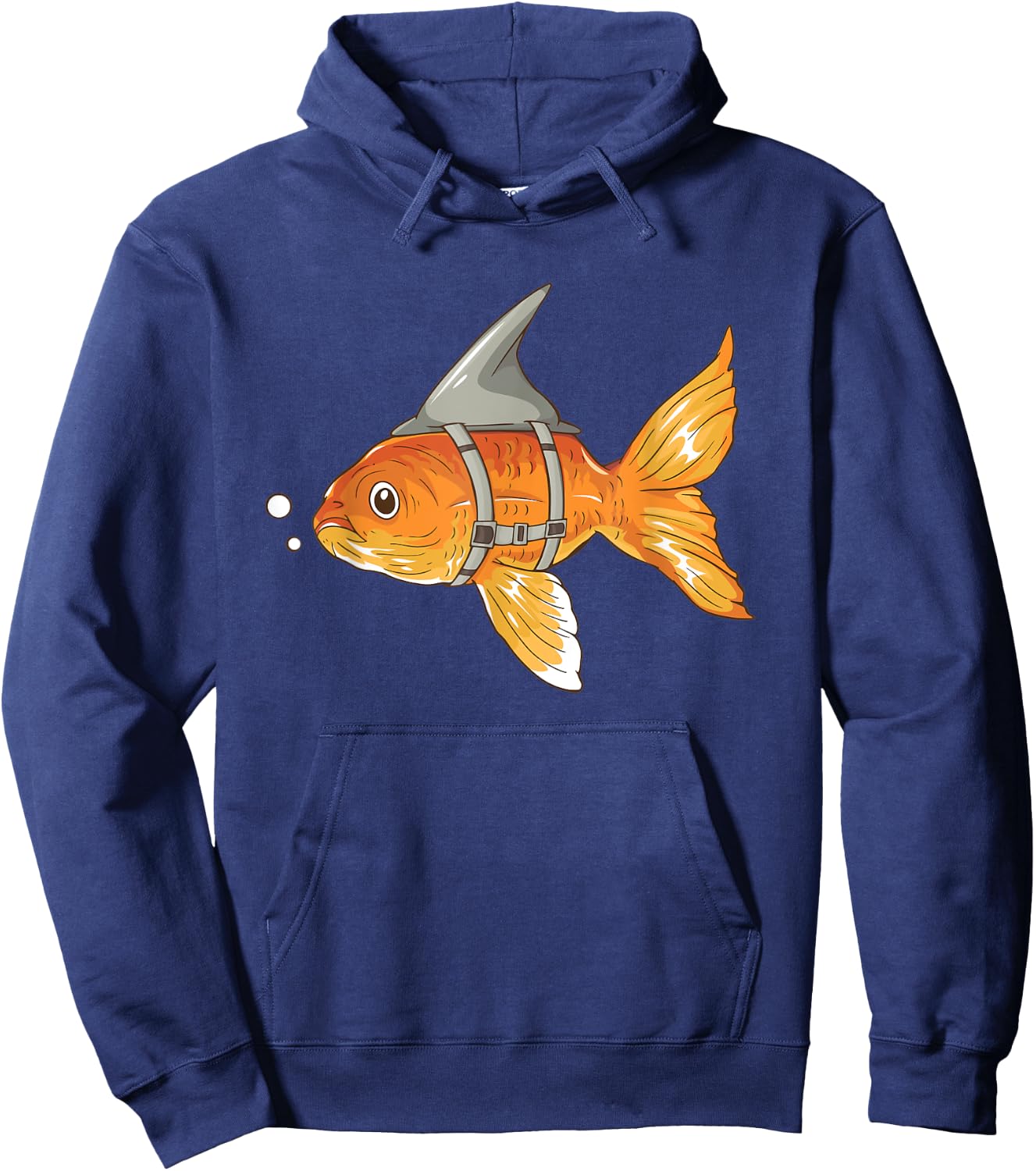 Funny Goldfish with Shark Fin Strapped - Aquarium Koi Carb Hoodie - Hoodie | Navy