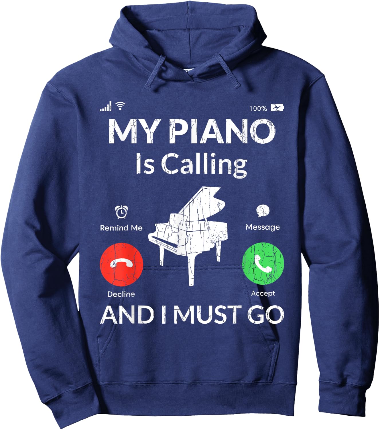My Piano Is Calling Funny Music Player Musician Graphic Hoodie - Hoodie | Navy