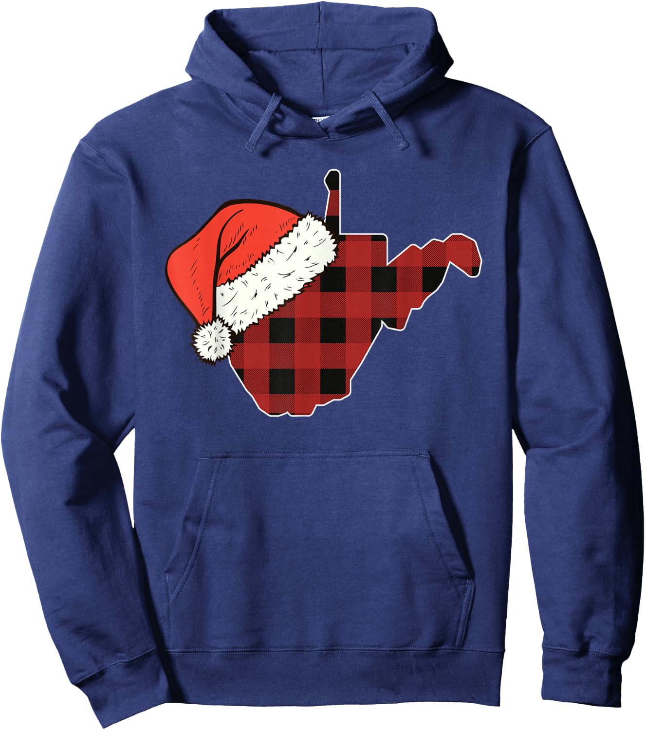 West Virginia Plaid Christmas Santa Hat Holiday Matching Hoodie - Hoodie | Navy